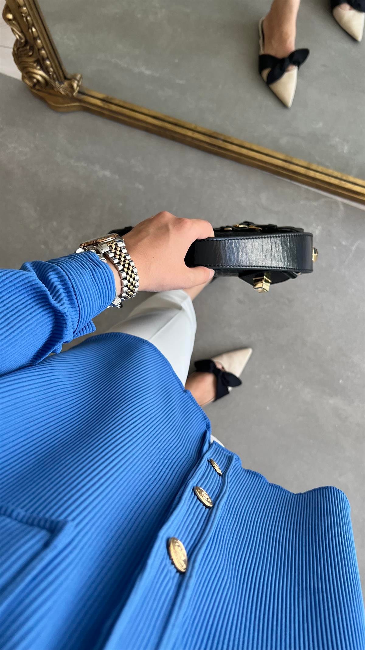 Fitilli Gold Düğmeli Ceket
