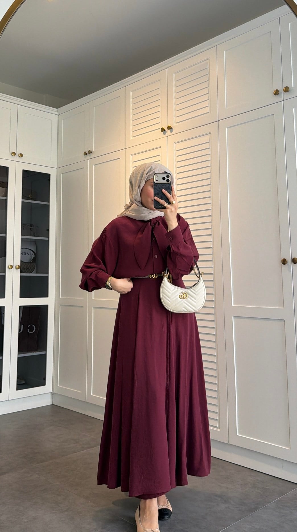 Fular Bağlamalı Modal Etekli Takım Mürdüm