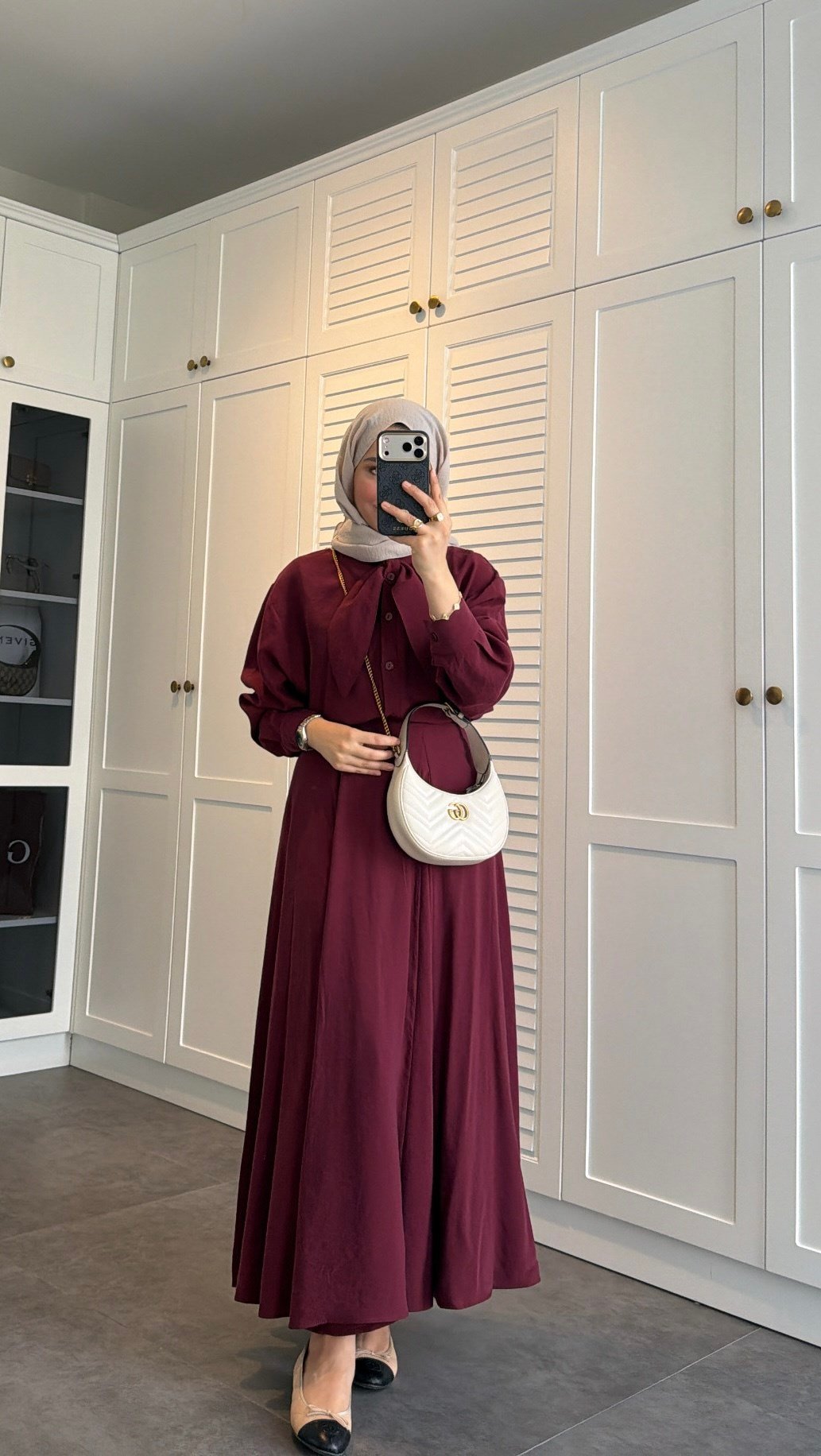 Fular Bağlamalı Modal Etekli Takım Mürdüm