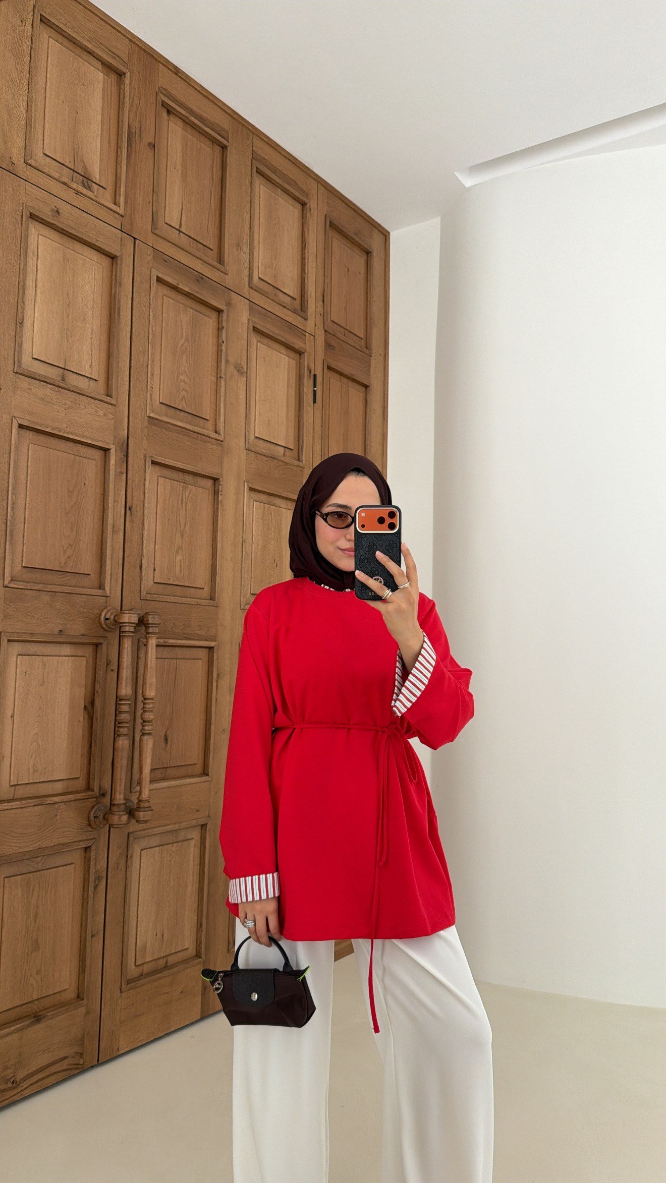 Garnili Oversize Sweat Kırmızı