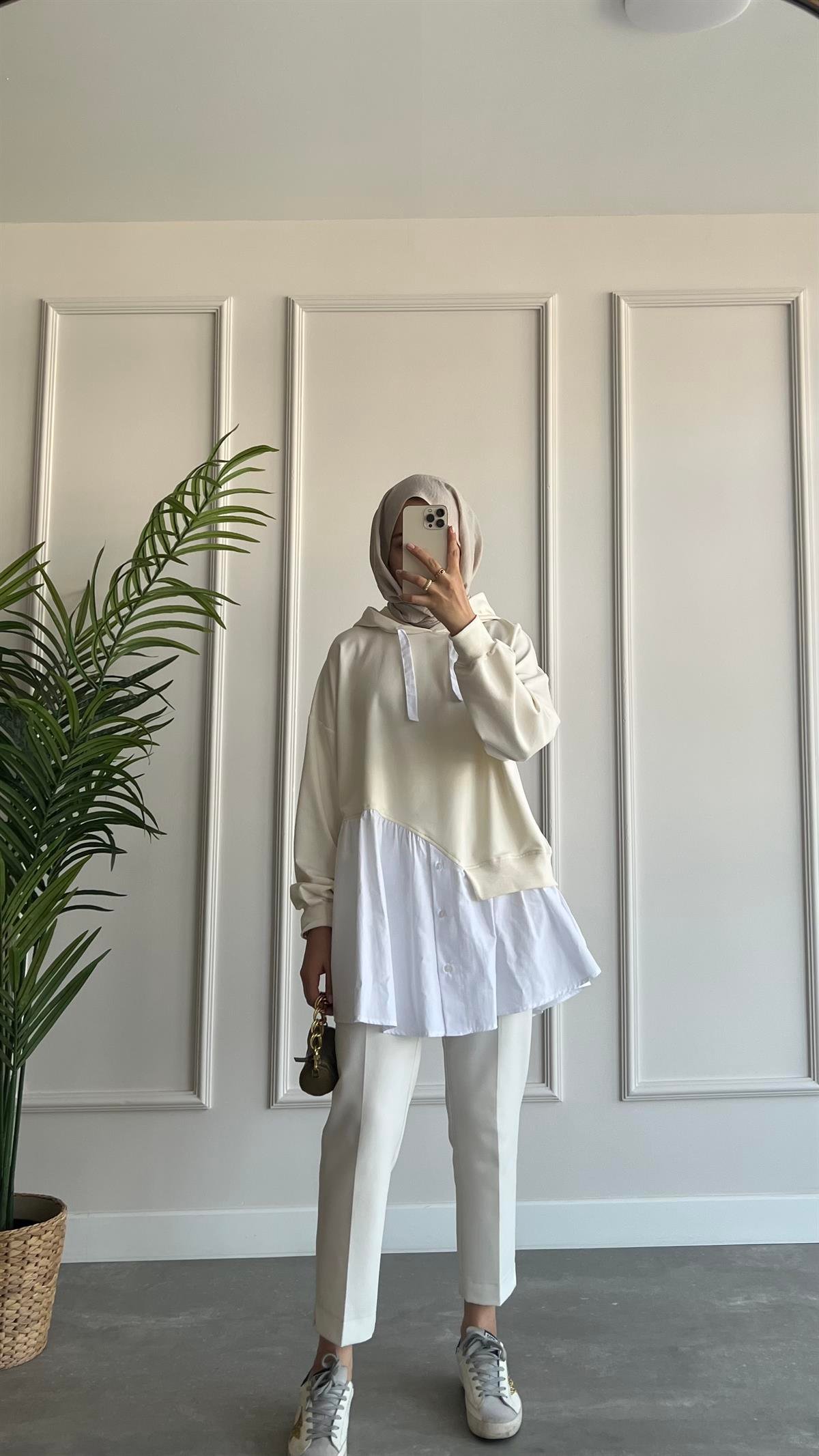 Gömlek Detaylı Sweatshirt