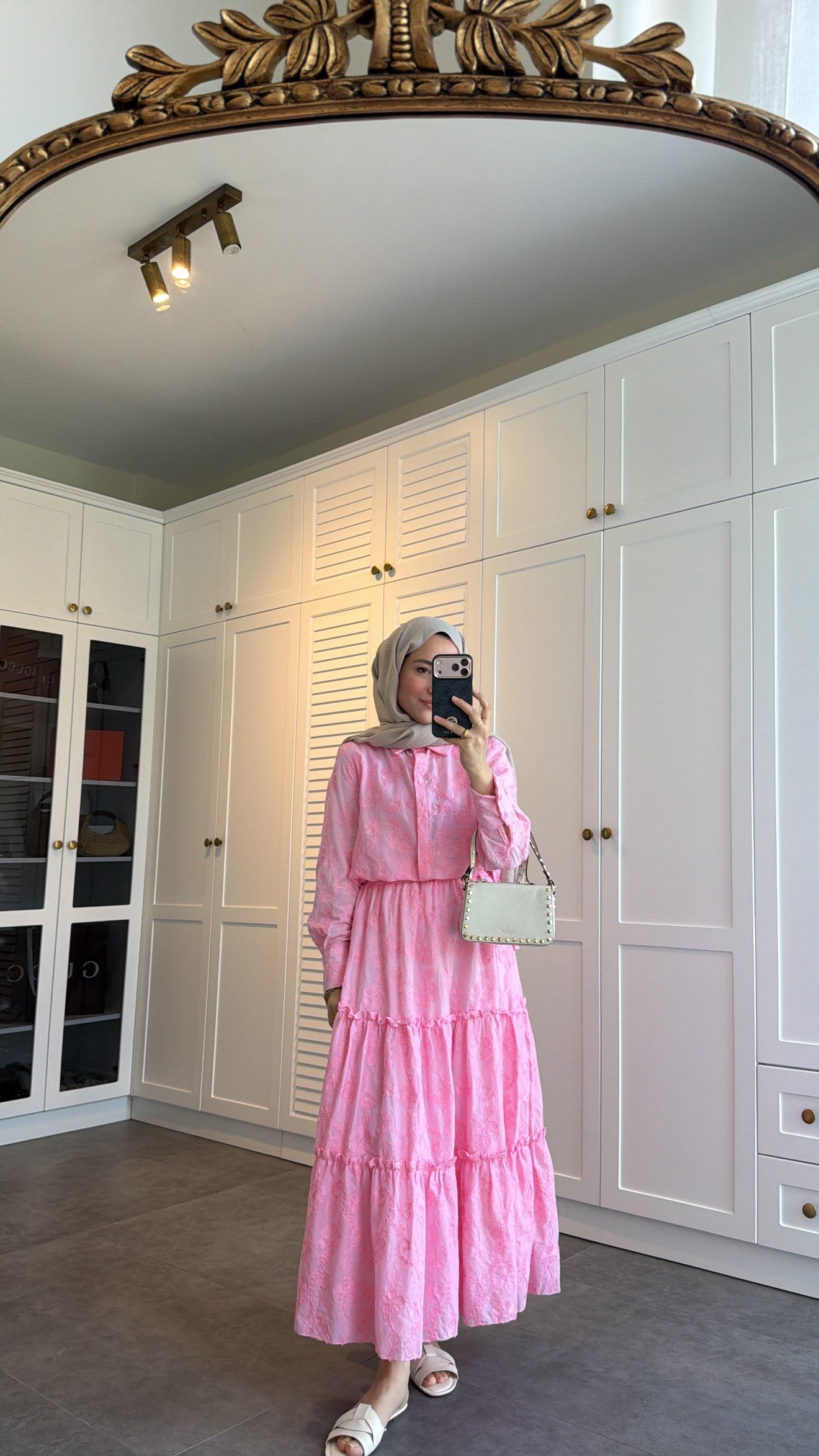 Güpürlü Nakışlı Etek Takım Pembe