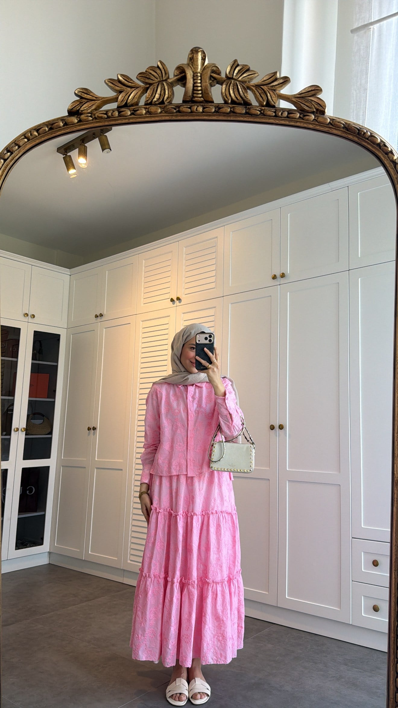 Güpürlü Nakışlı Etek Takım Pembe