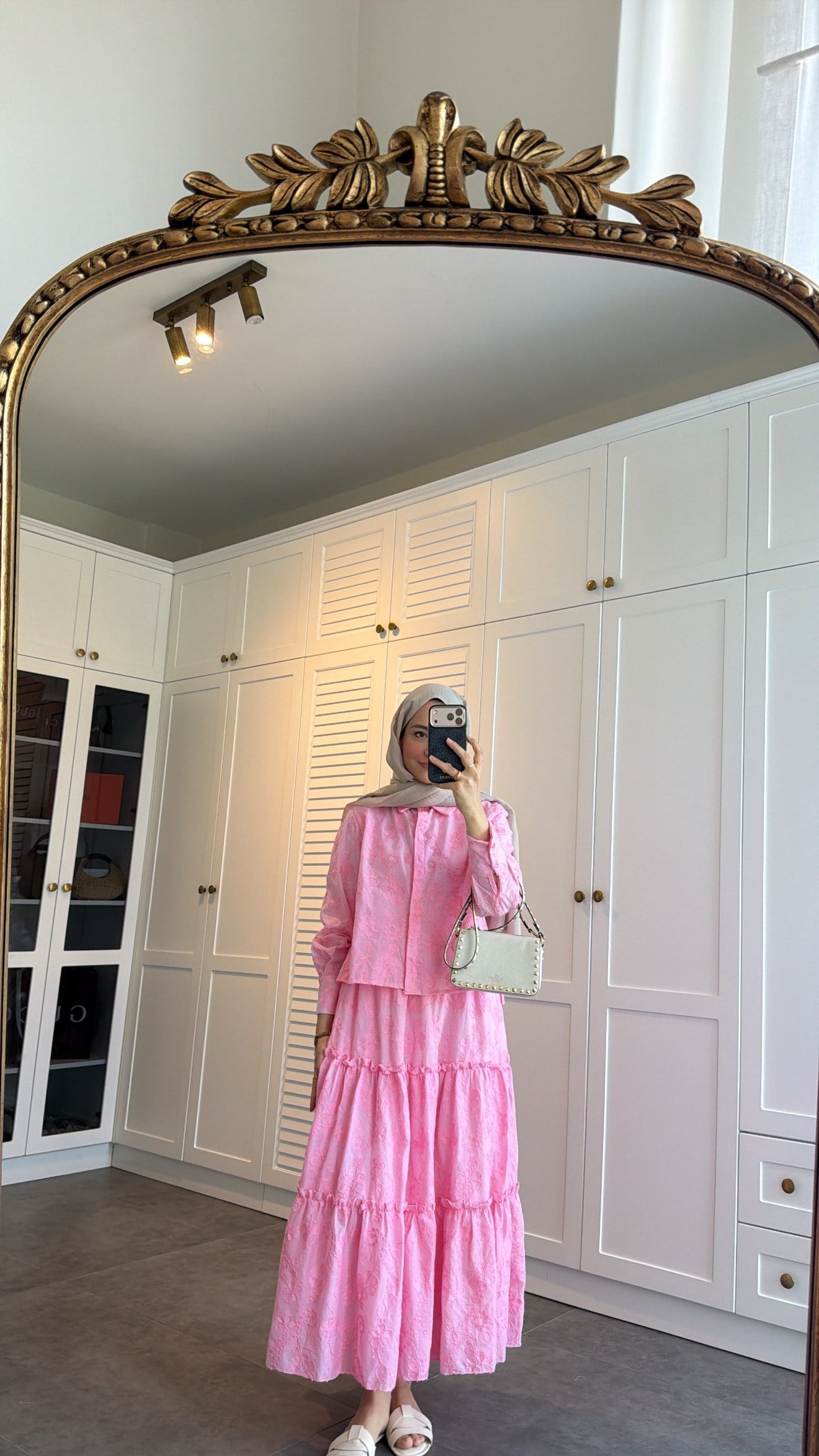 Güpürlü Nakışlı Etek Takım Pembe