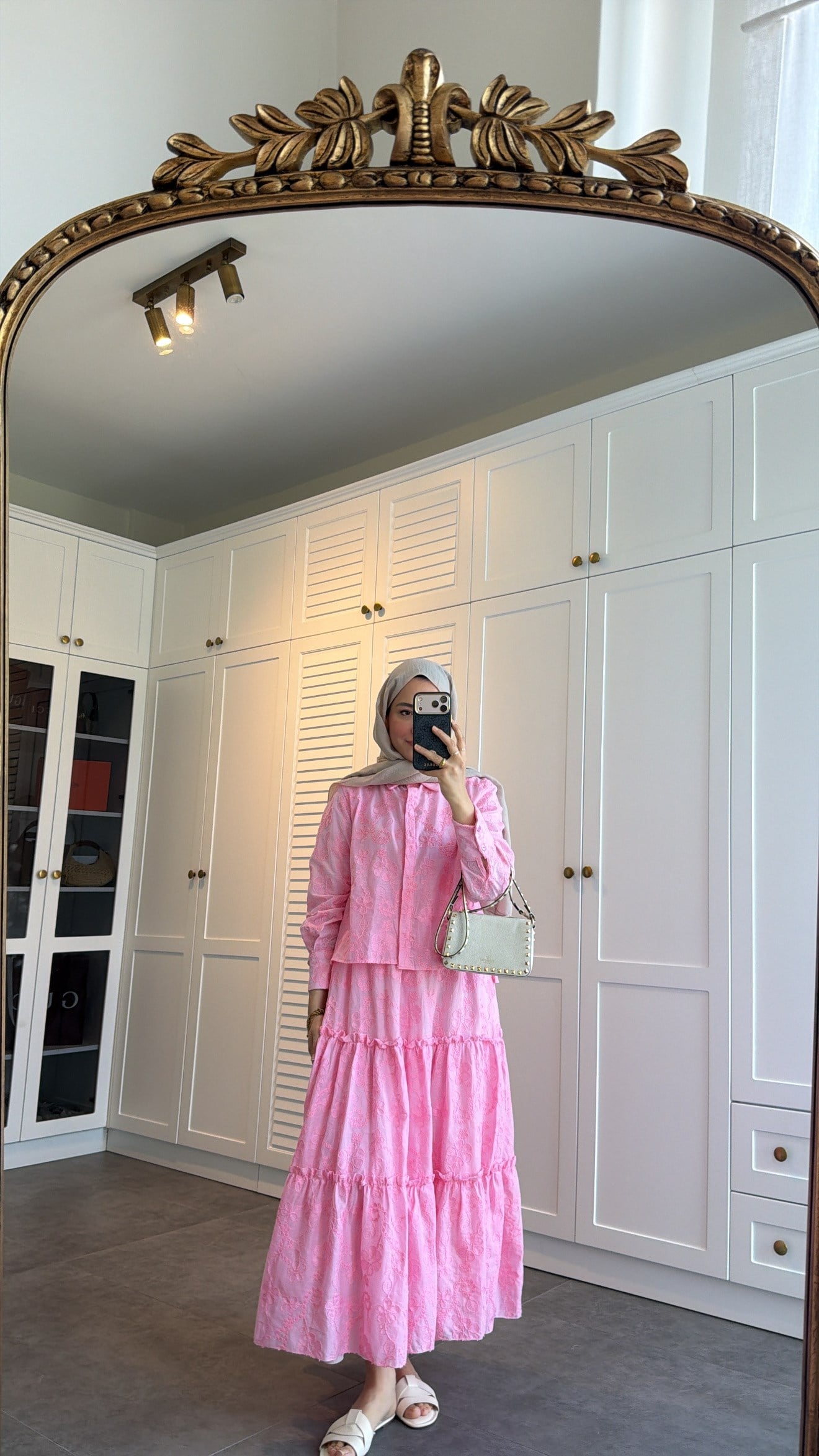 Güpürlü Nakışlı Etek Takım Pembe