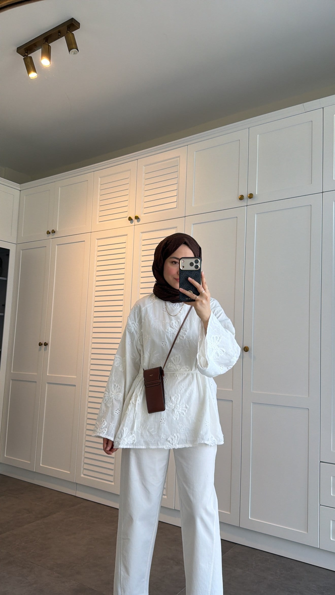 Güpürlü Oversize Bluz Beyaz