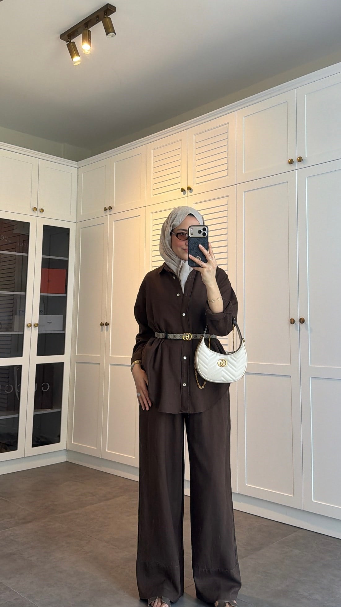 Ham Keten Oversize Takım Kahve