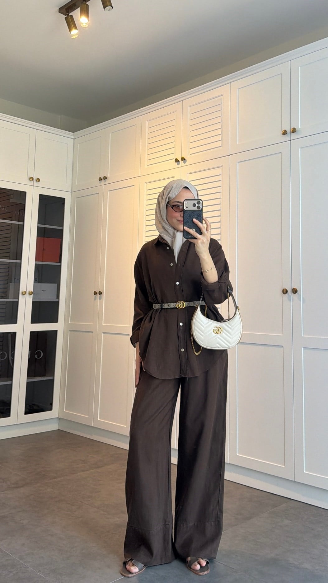 Ham Keten Oversize Takım Kahve