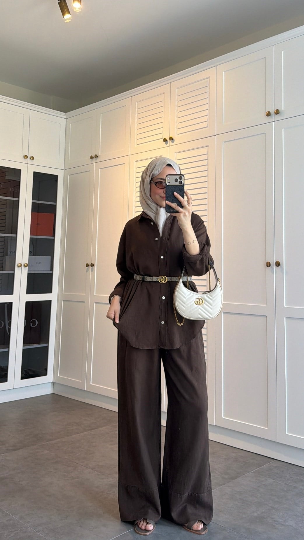 Ham Keten Oversize Takım Kahve