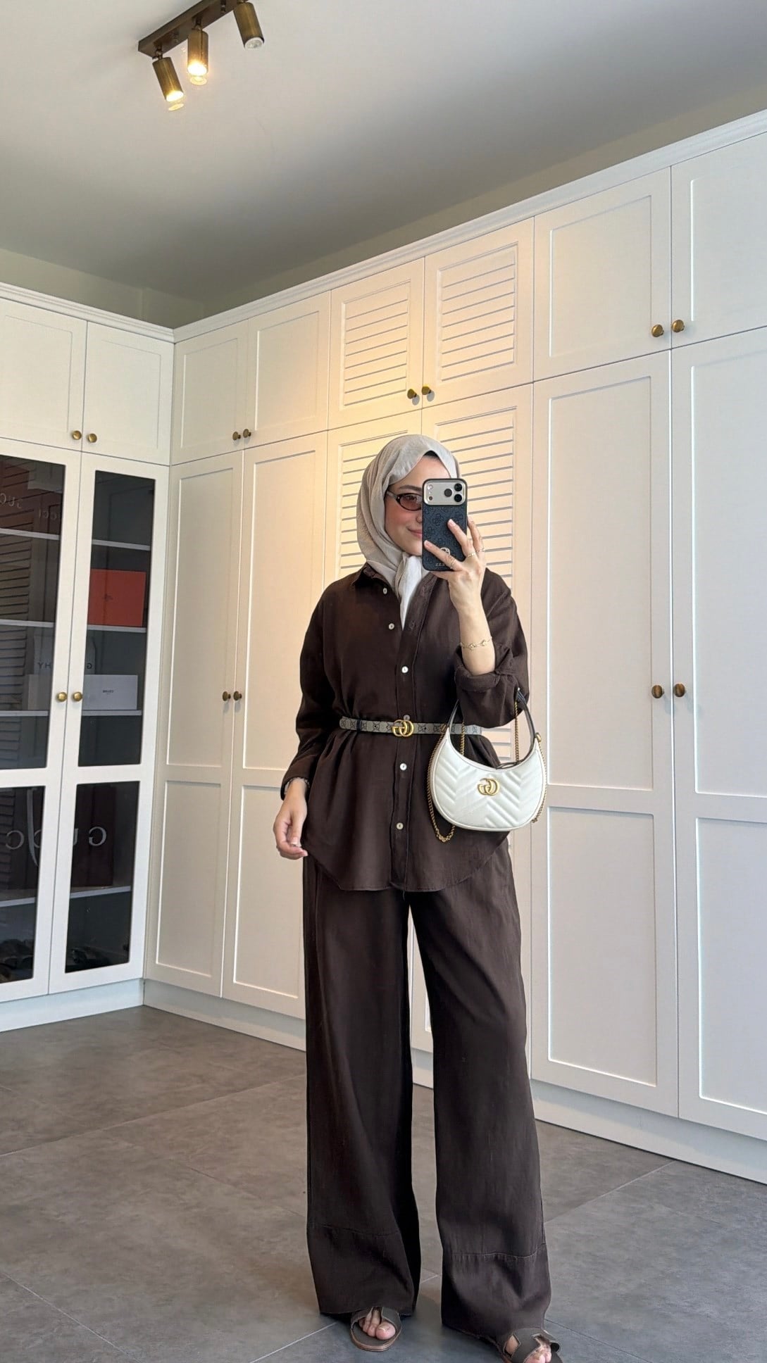 Ham Keten Oversize Takım Kahve