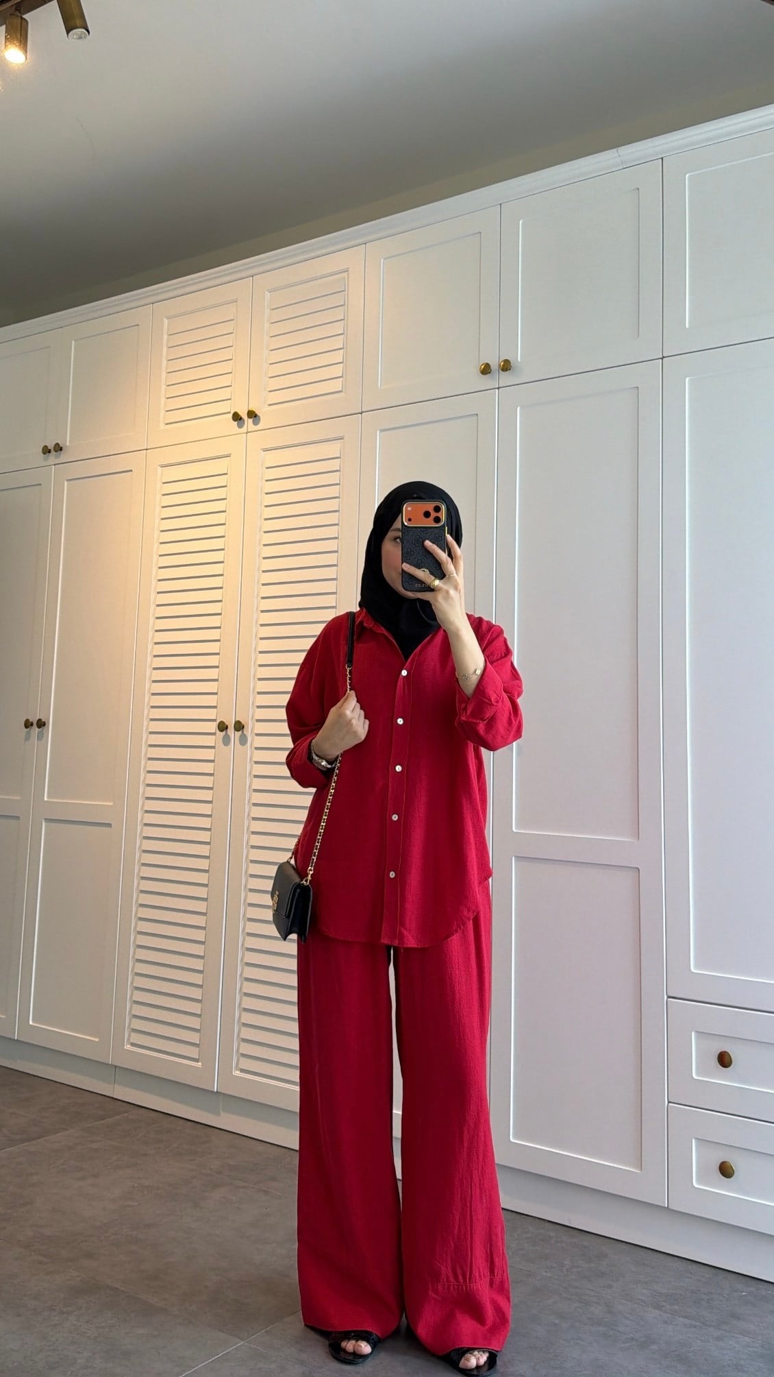 Ham Keten Oversize Takım Kırmızı
