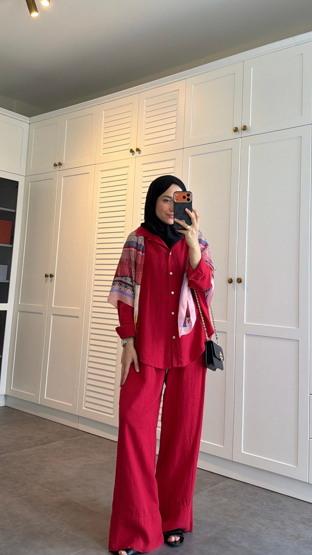 Ham Keten Oversize Takım Kırmızı