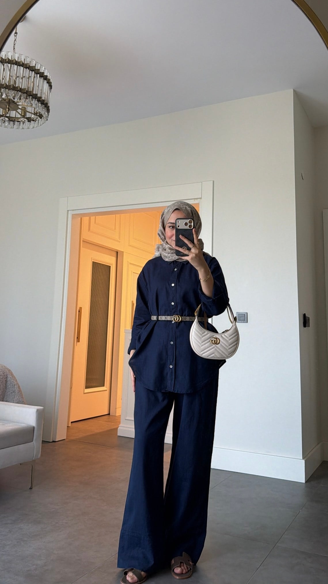Ham Keten Oversize Takım Lacivert