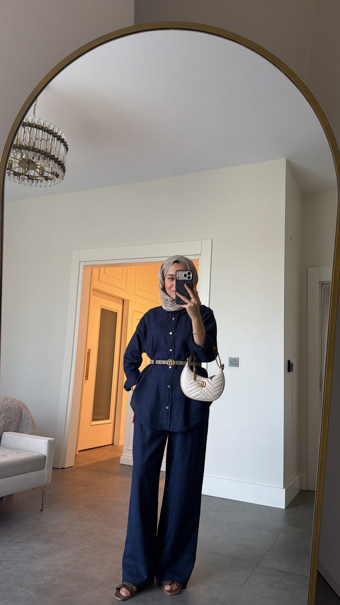 Ham Keten Oversize Takım Lacivert