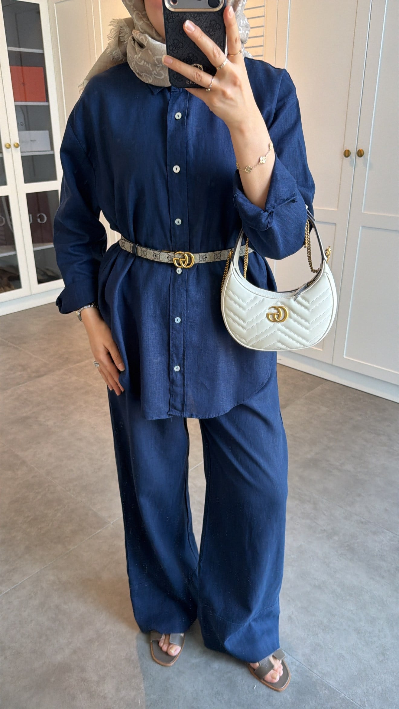 Ham Keten Oversize Takım Lacivert