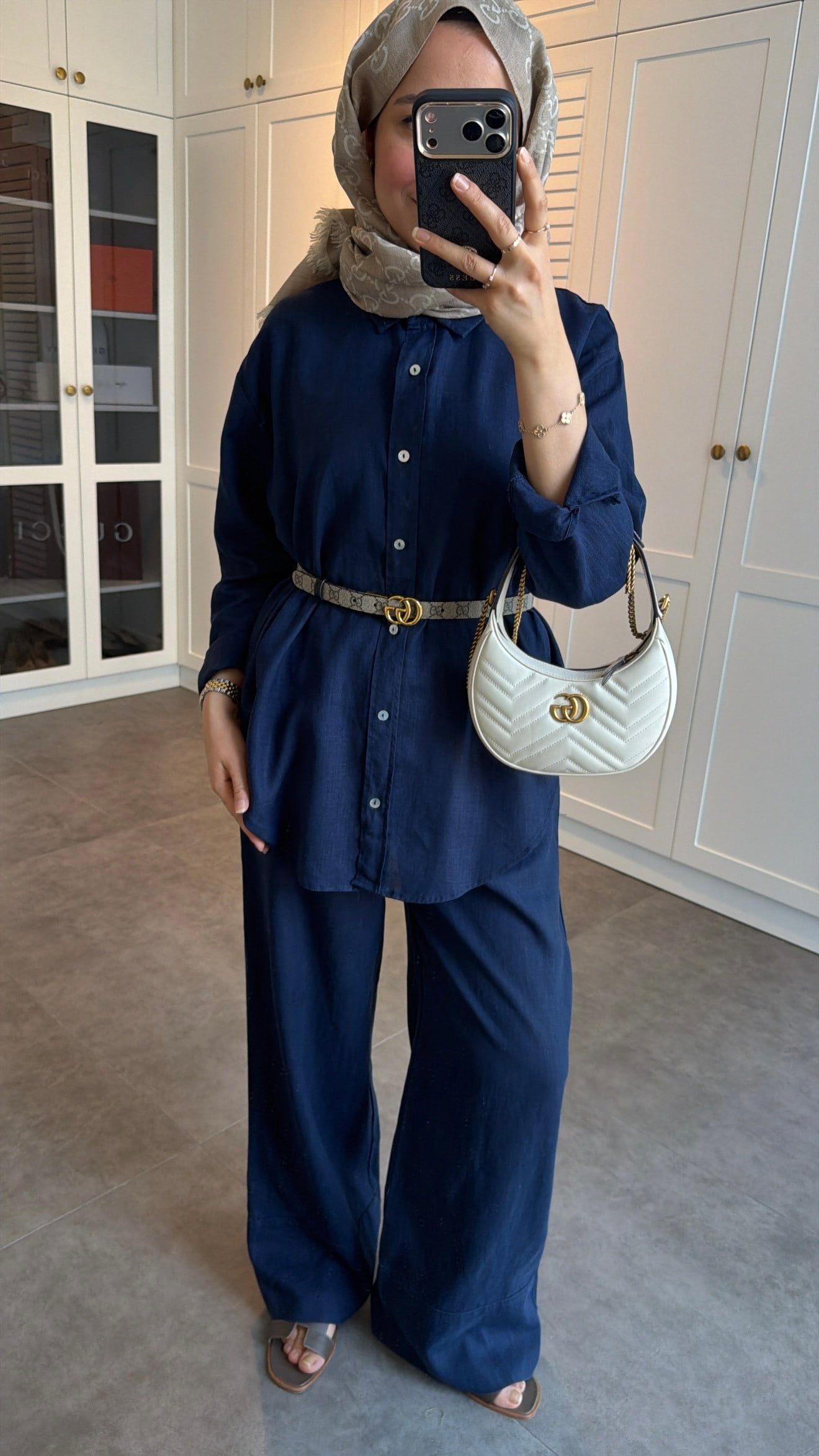 Ham Keten Oversize Takım Lacivert