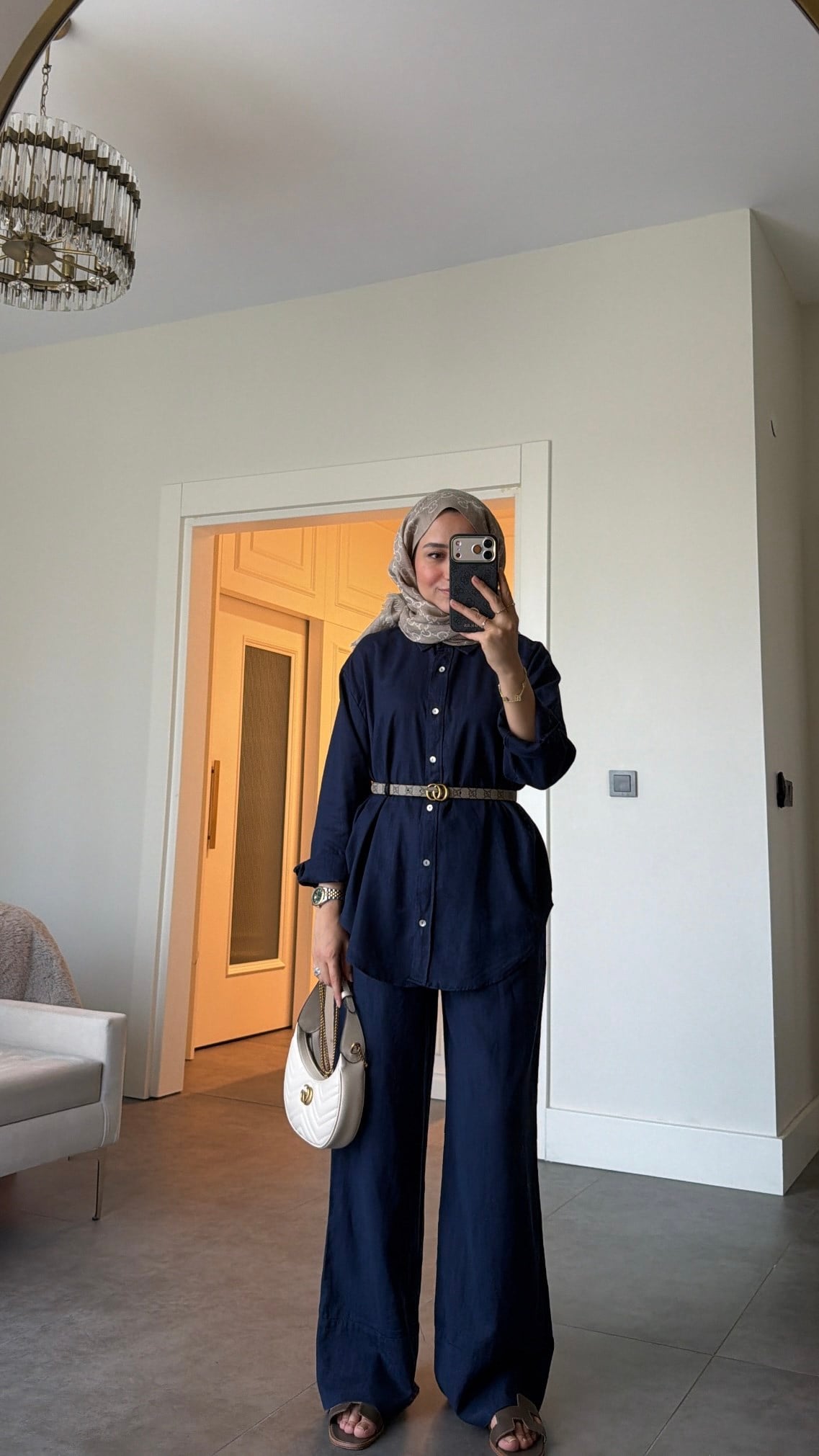 Ham Keten Oversize Takım Lacivert