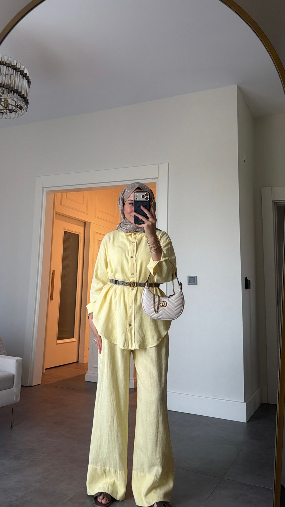 Ham Keten Oversize Takım Sarı