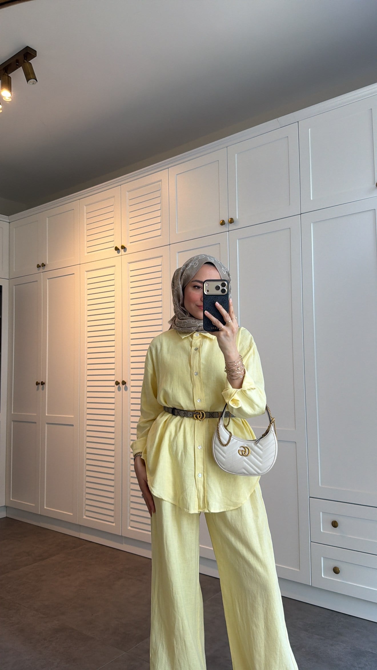 Ham Keten Oversize Takım Sarı