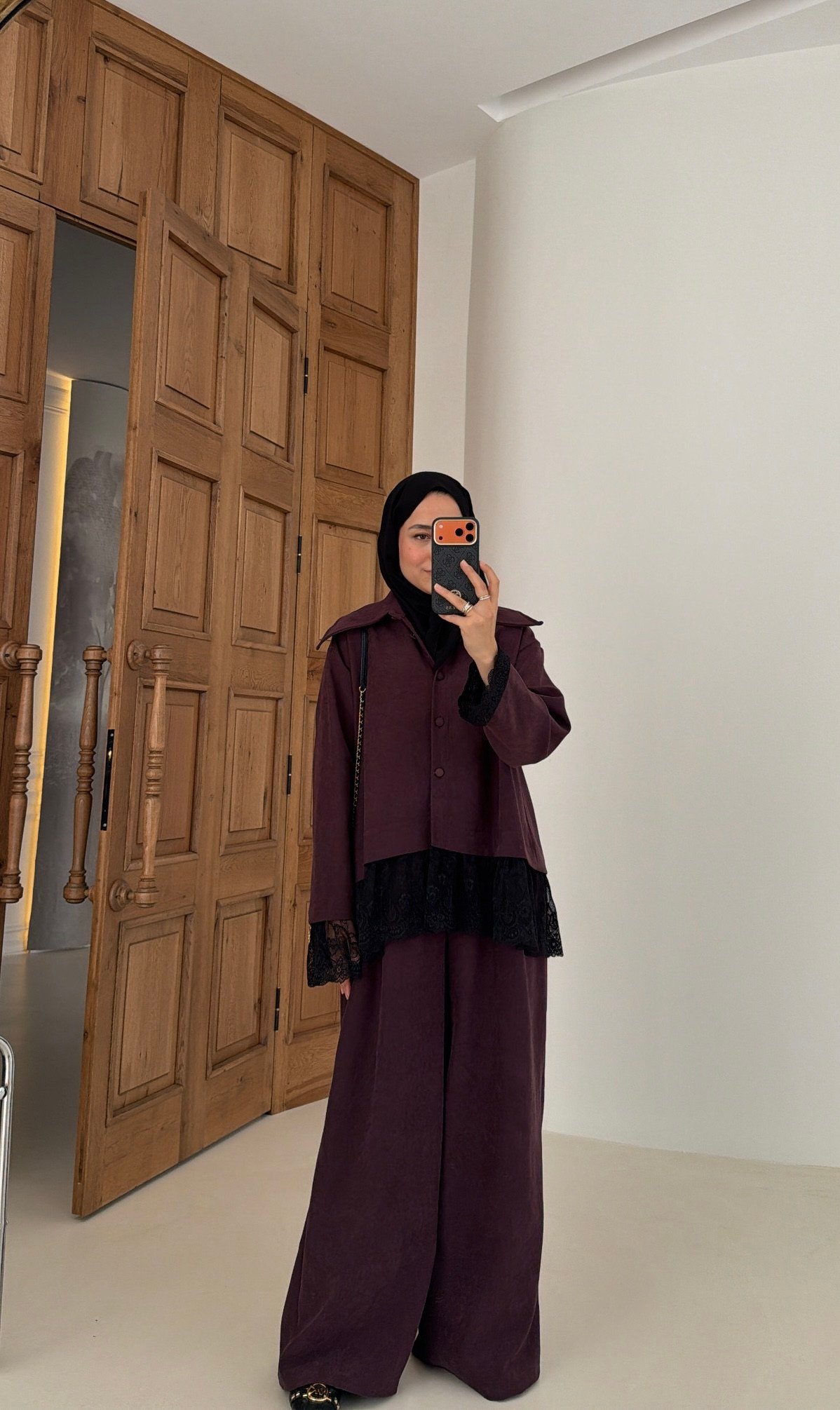 Henna Güpürlü İkili Takım Bordo