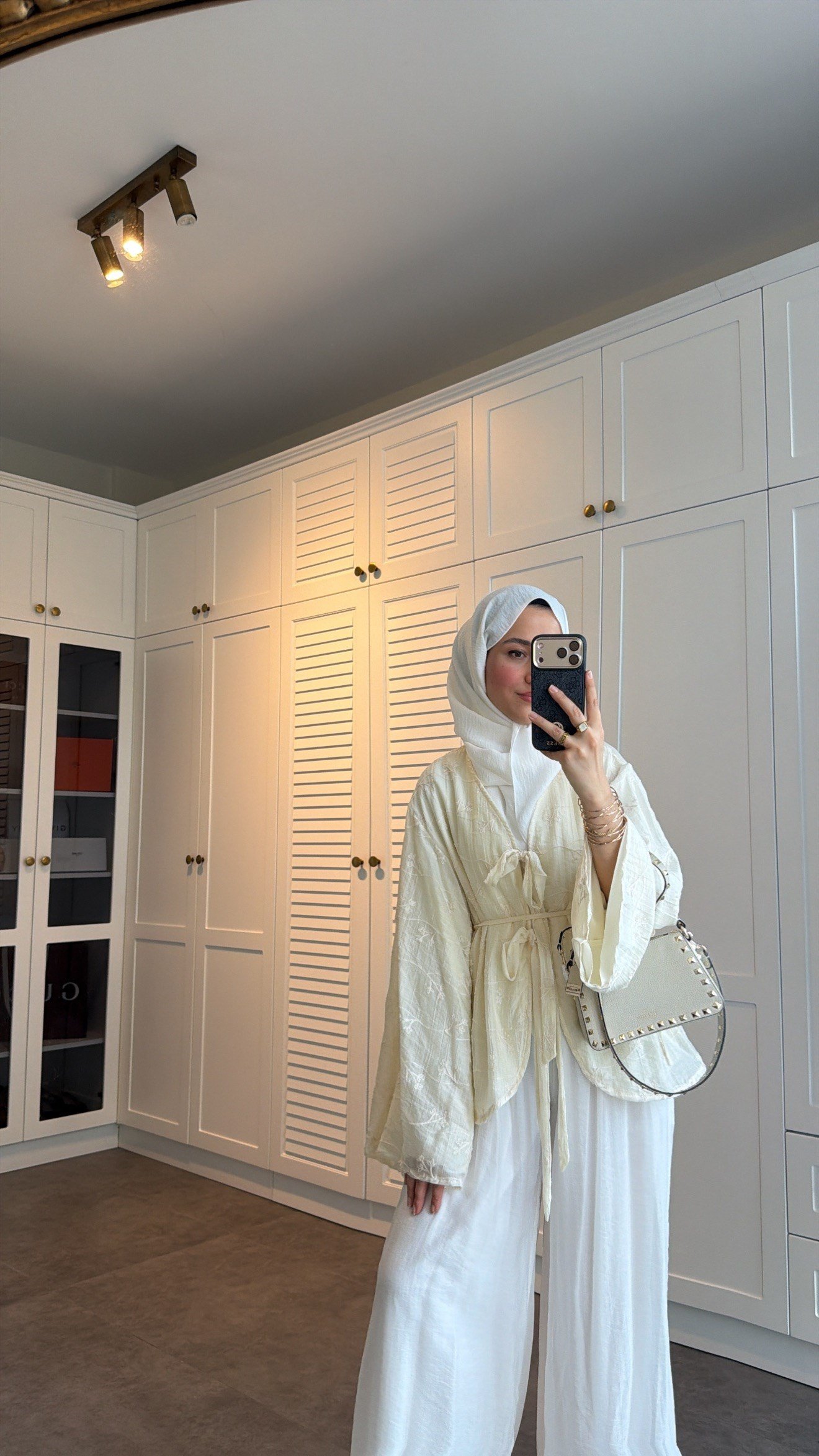 Hira Bağlamalı Pantolon Takım Ekru