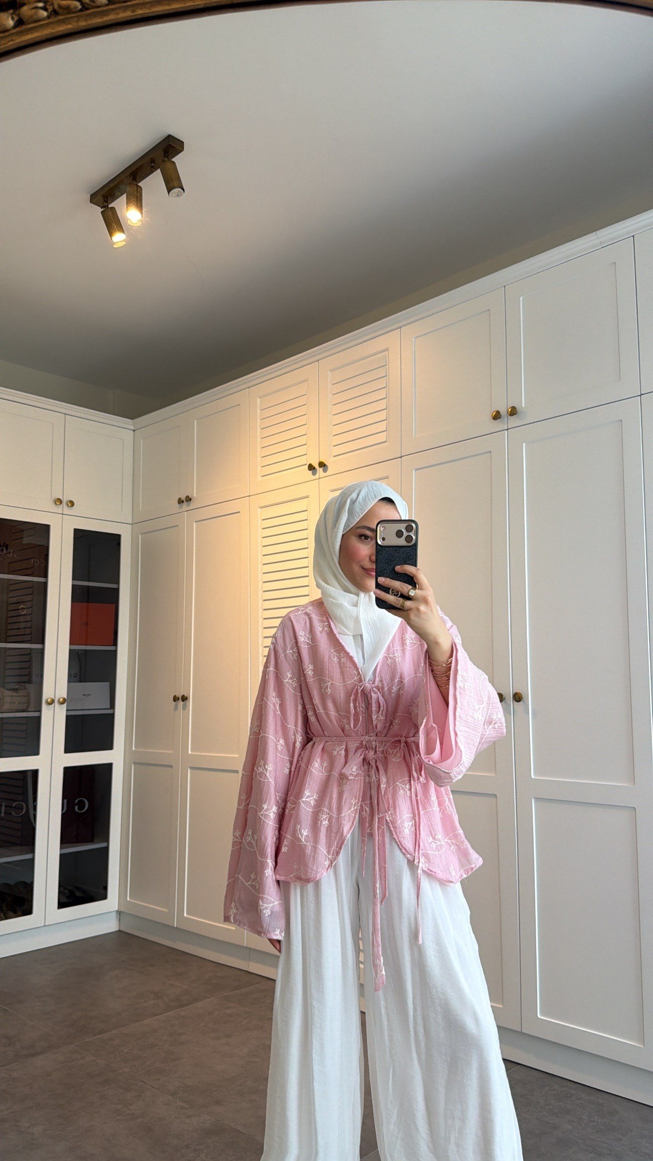 Hira Bağlamalı Pantolon Takım Pembe