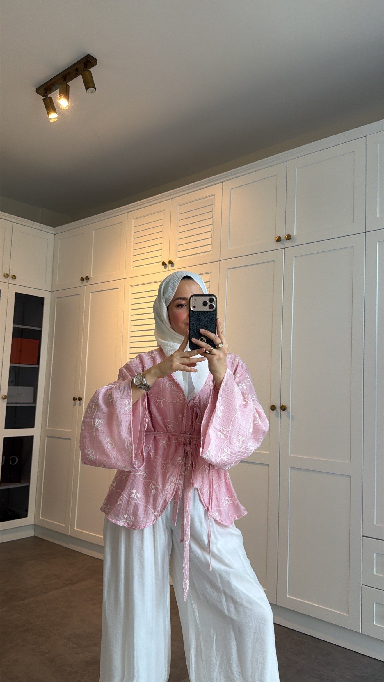 Hira Bağlamalı Pantolon Takım Pembe