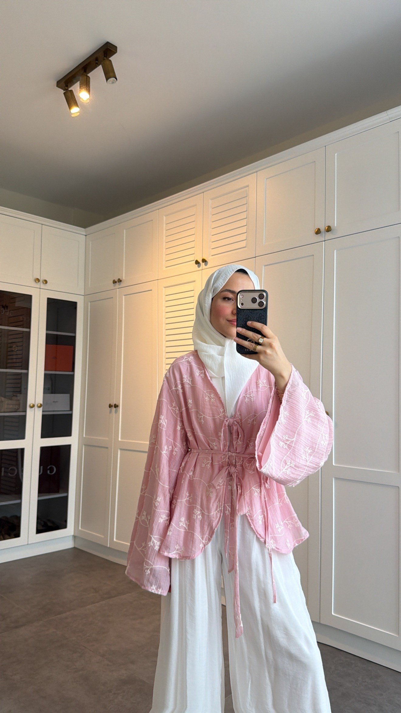 Hira Bağlamalı Pantolon Takım Pembe