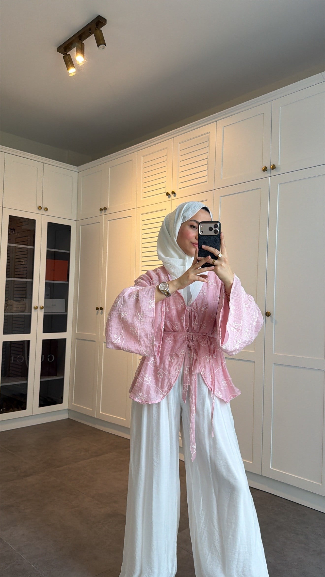 Hira Bağlamalı Pantolon Takım Pembe