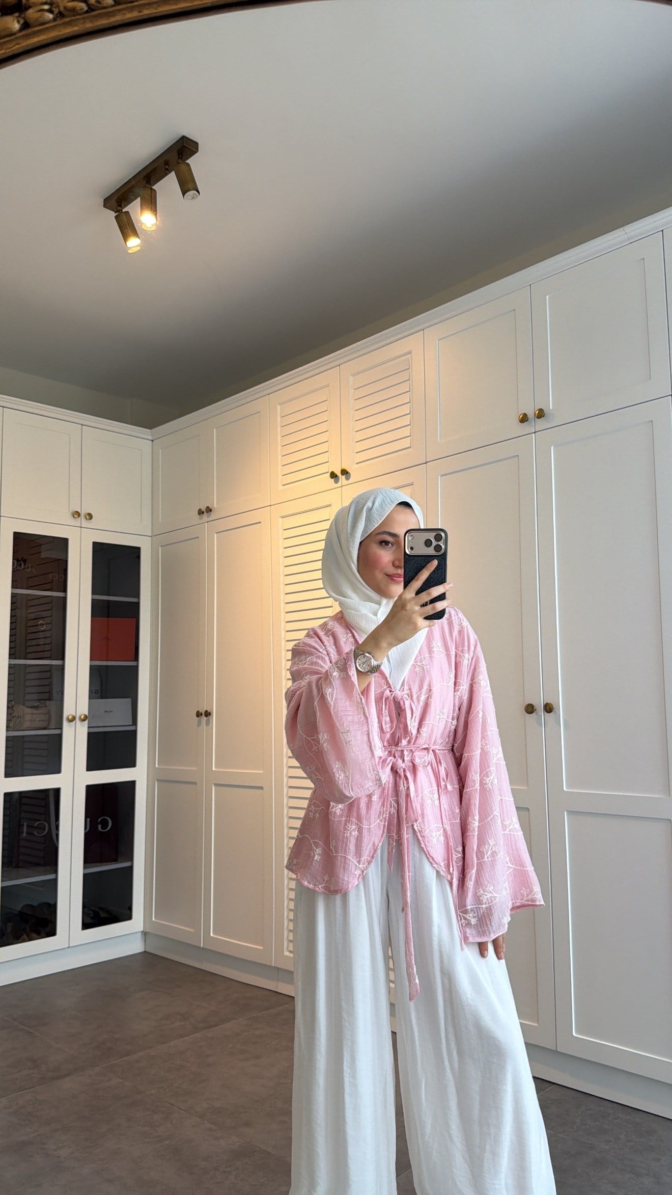 Hira Bağlamalı Pantolon Takım Pembe