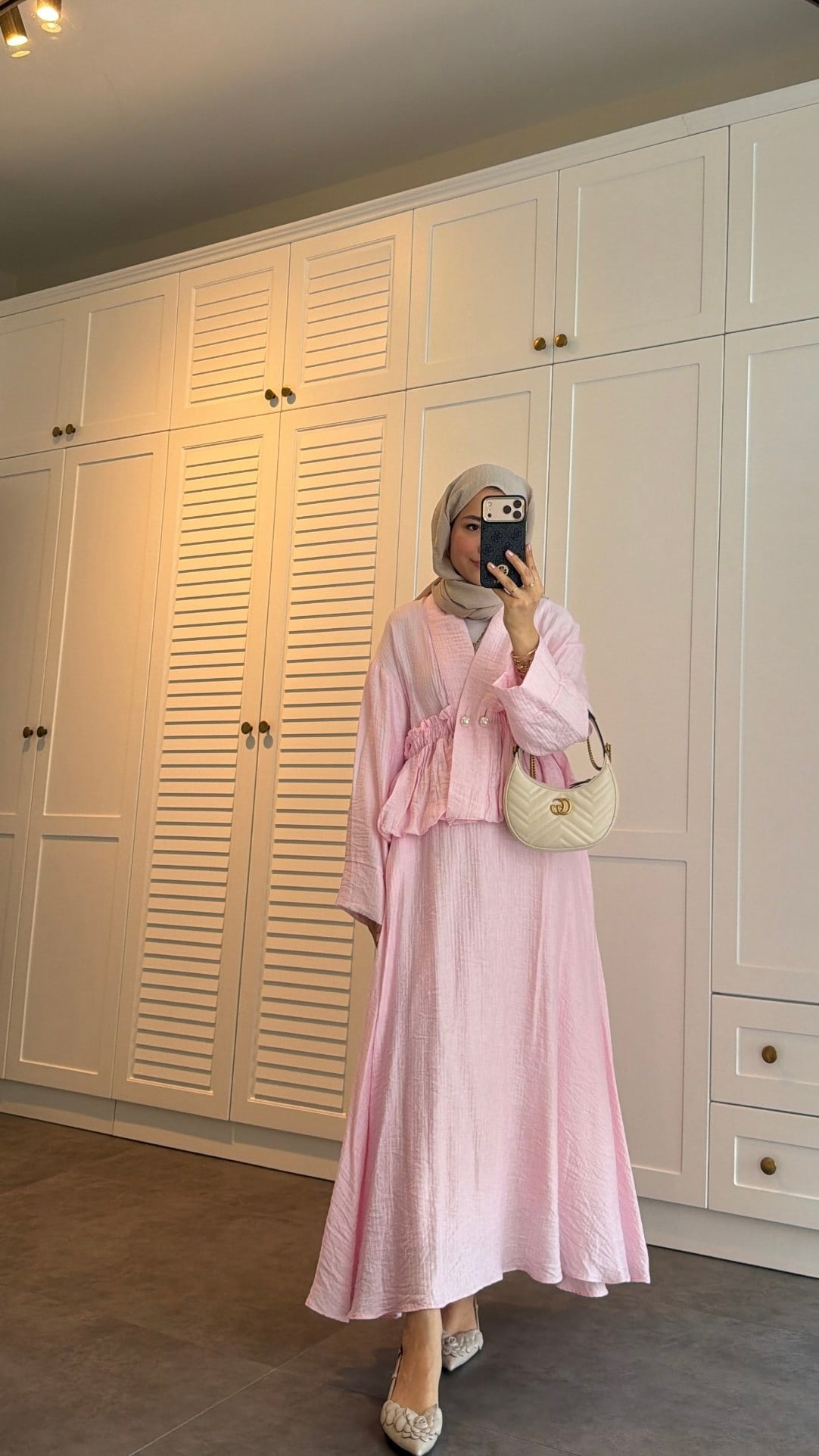 İnci Detay Müslin Etek Takım Pembe 
