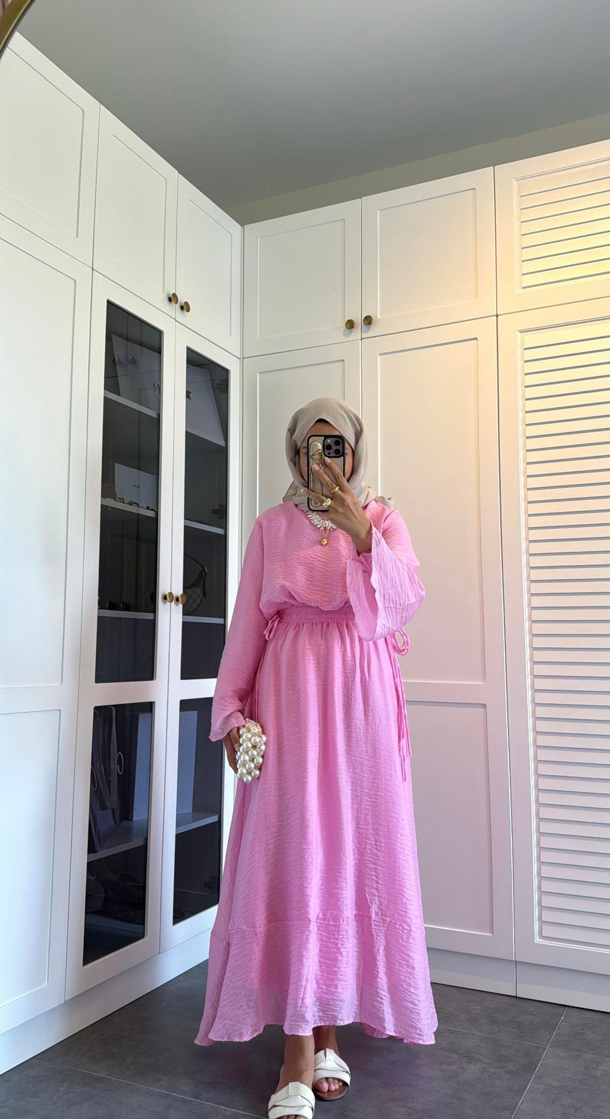 İpli H&M Muadil Tül Elbise Pembe