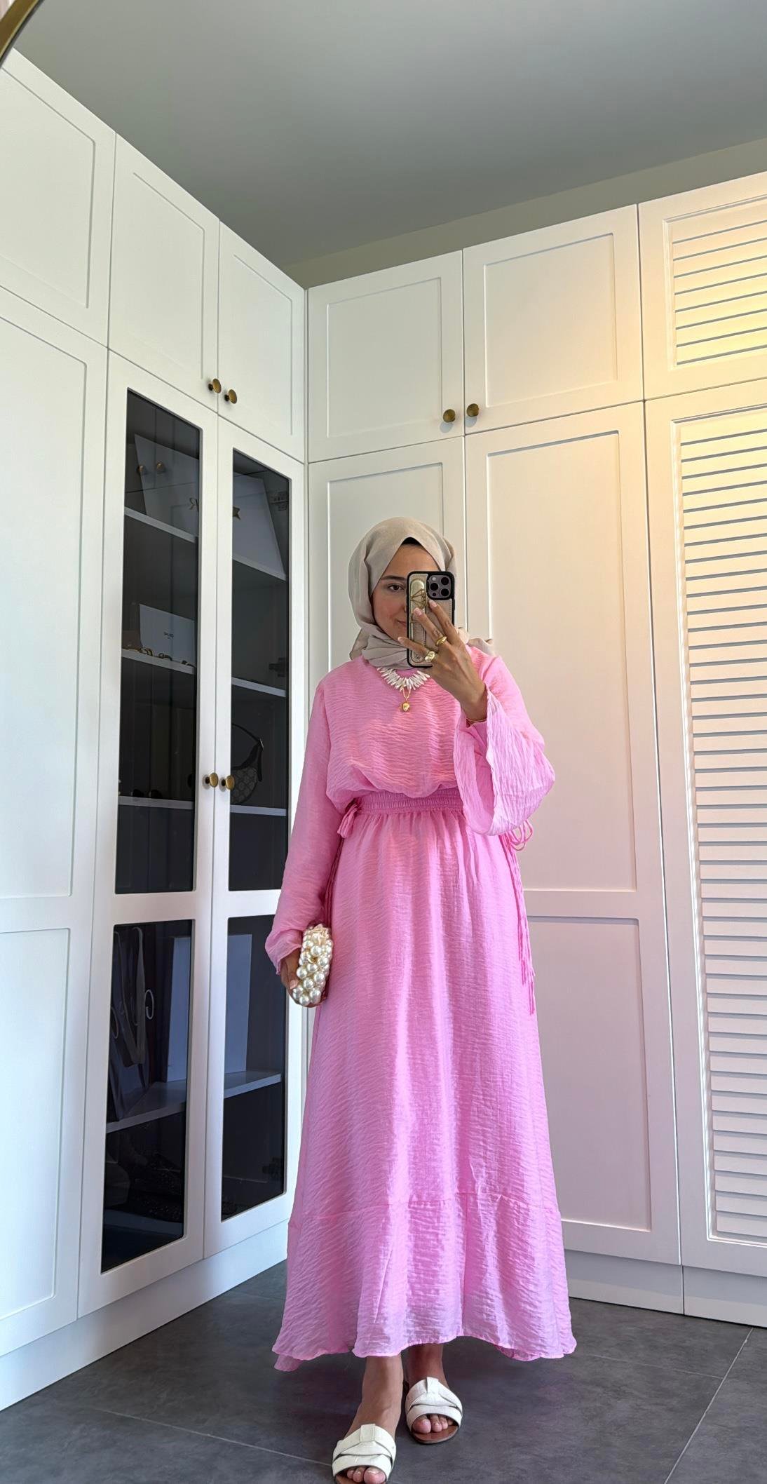 İpli H&M Muadil Tül Elbise Pembe