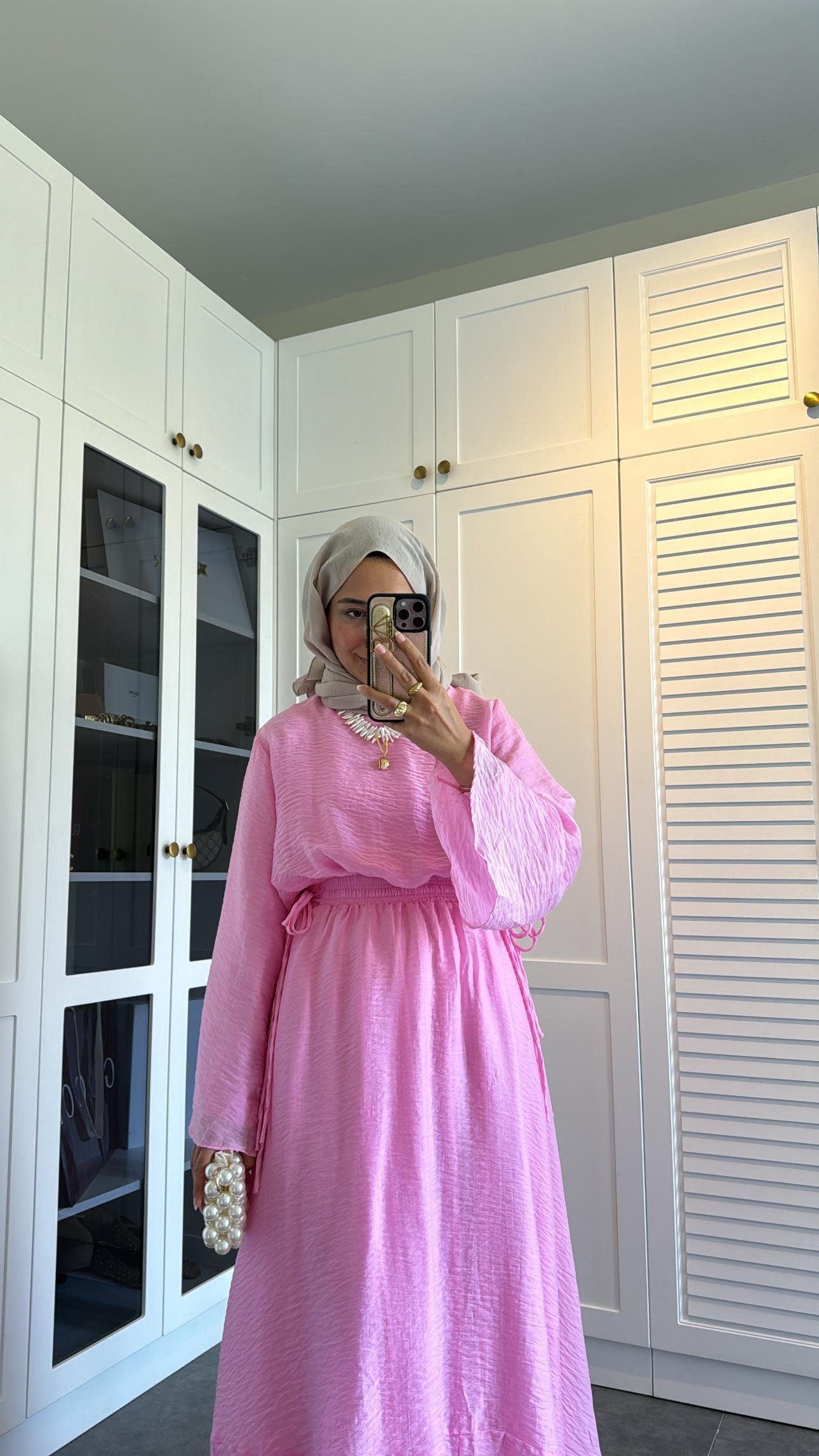 İpli H&M Muadil Tül Elbise Pembe