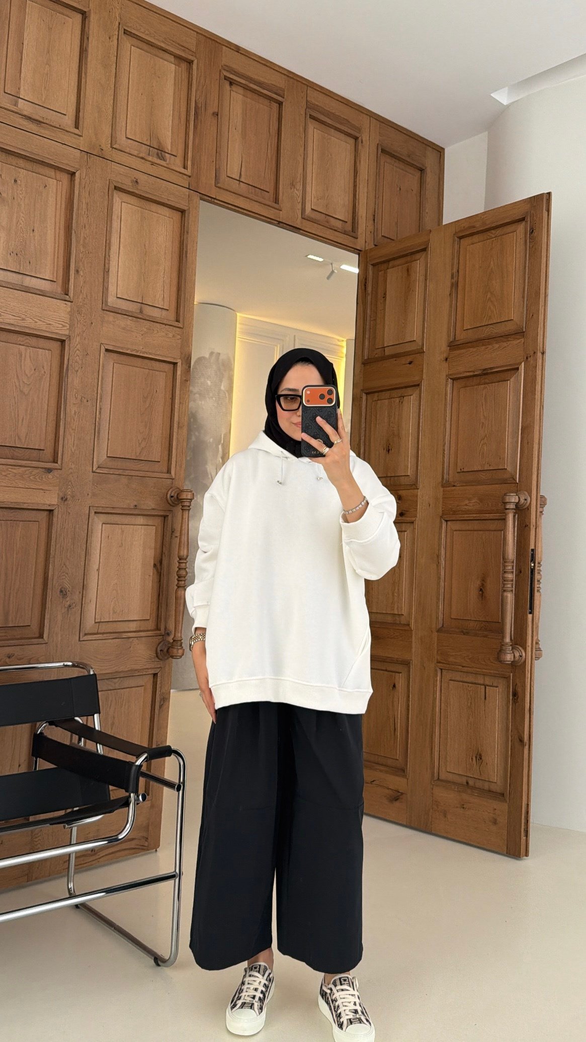 Kapüşonlu Oversize Sweat Beyaz 