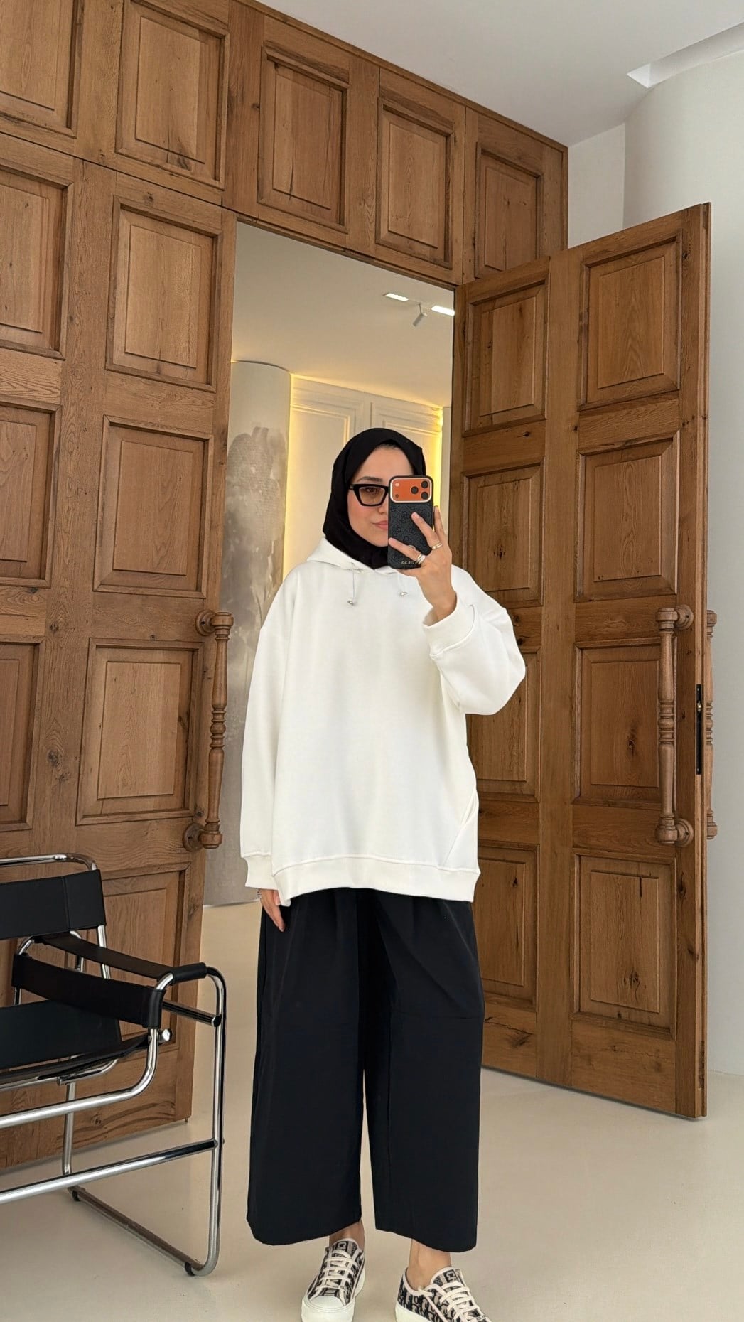 Kapüşonlu Oversize Sweat Beyaz 