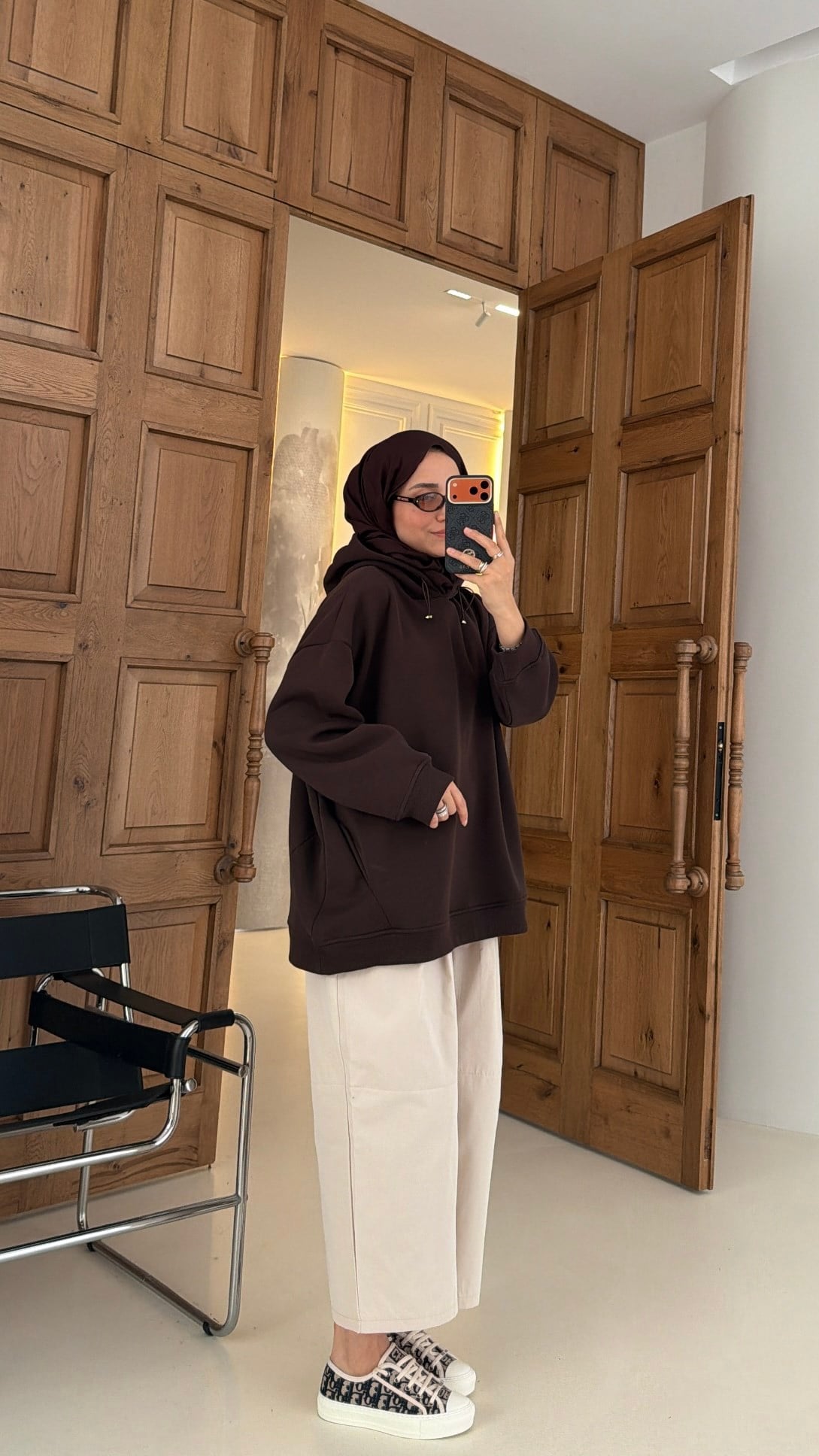Kapüşonlu Oversize Sweat Kahve