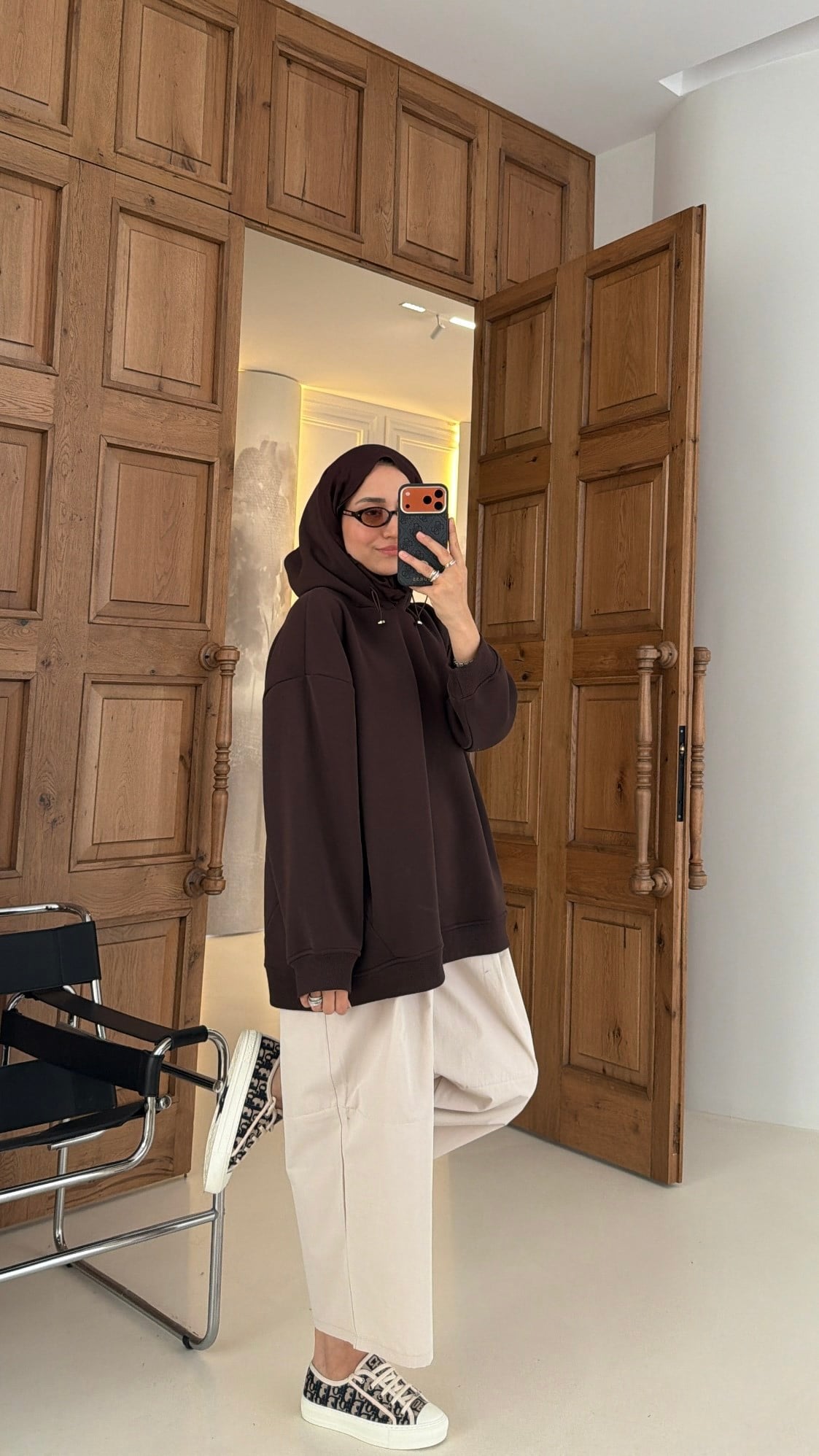 Kapüşonlu Oversize Sweat Kahve