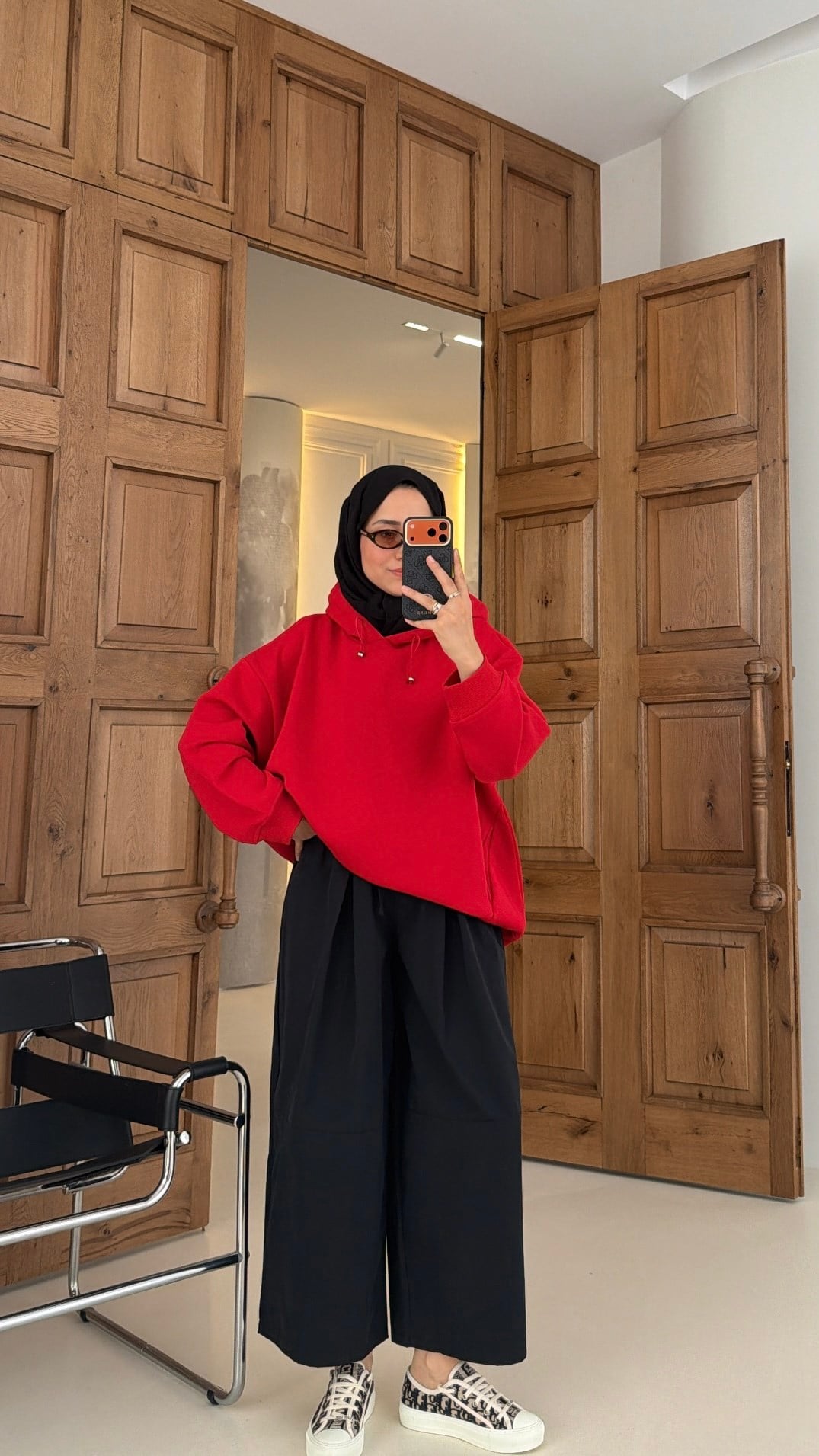 Kapüşonlu Oversize Sweat Kırmızı 