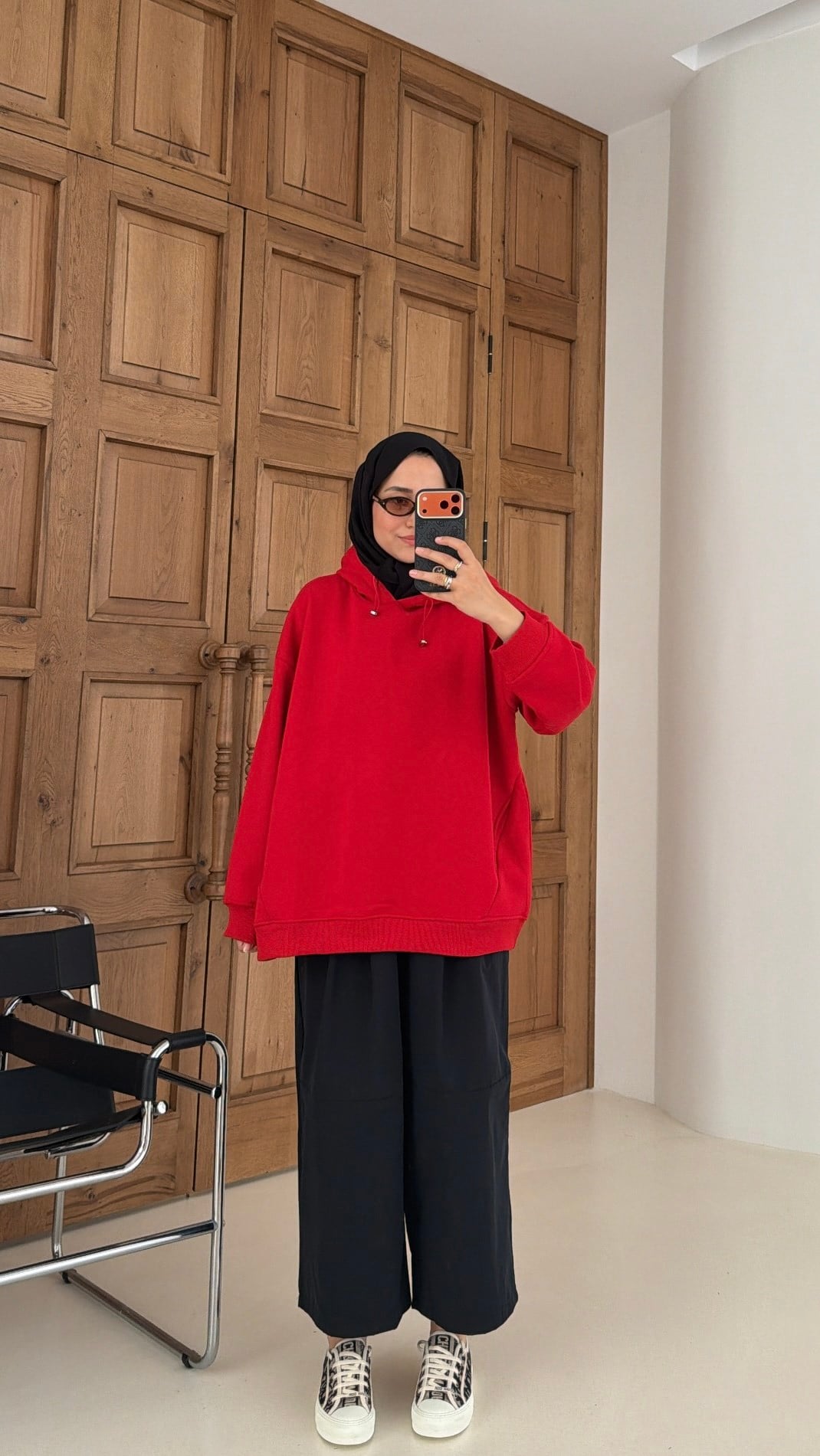 Kapüşonlu Oversize Sweat Kırmızı 