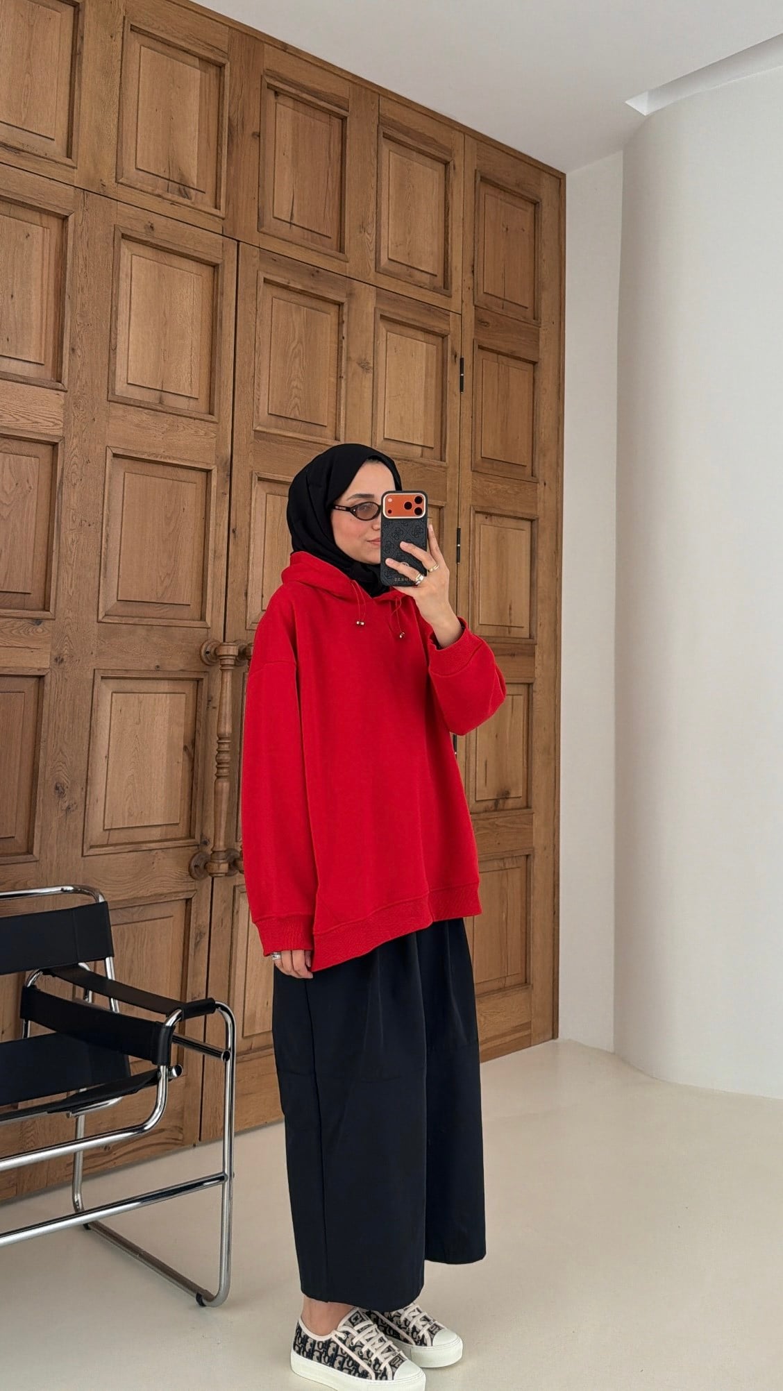 Kapüşonlu Oversize Sweat Kırmızı 