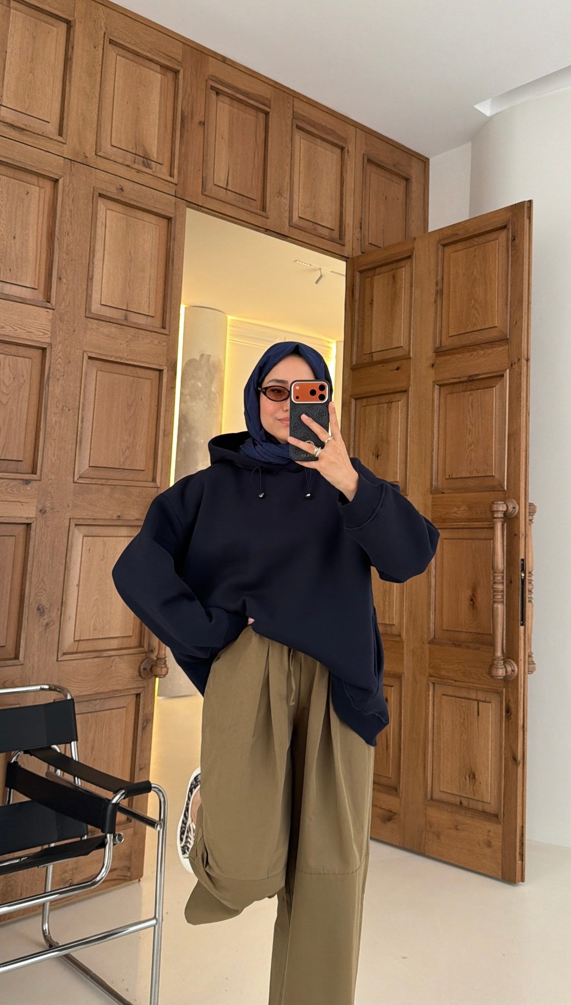 Kapüşonlu Oversize Sweat lacivert