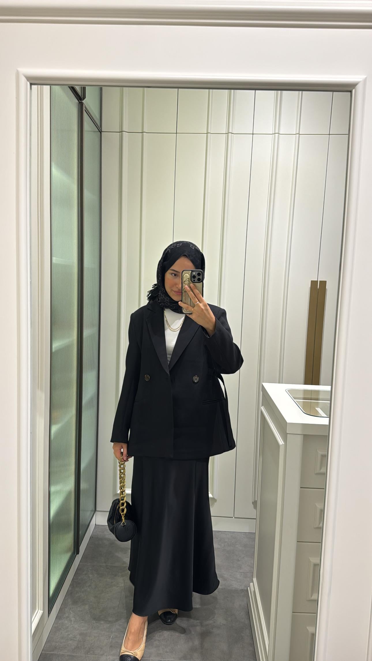 Kemer Detay Blazer Ceket Siyah