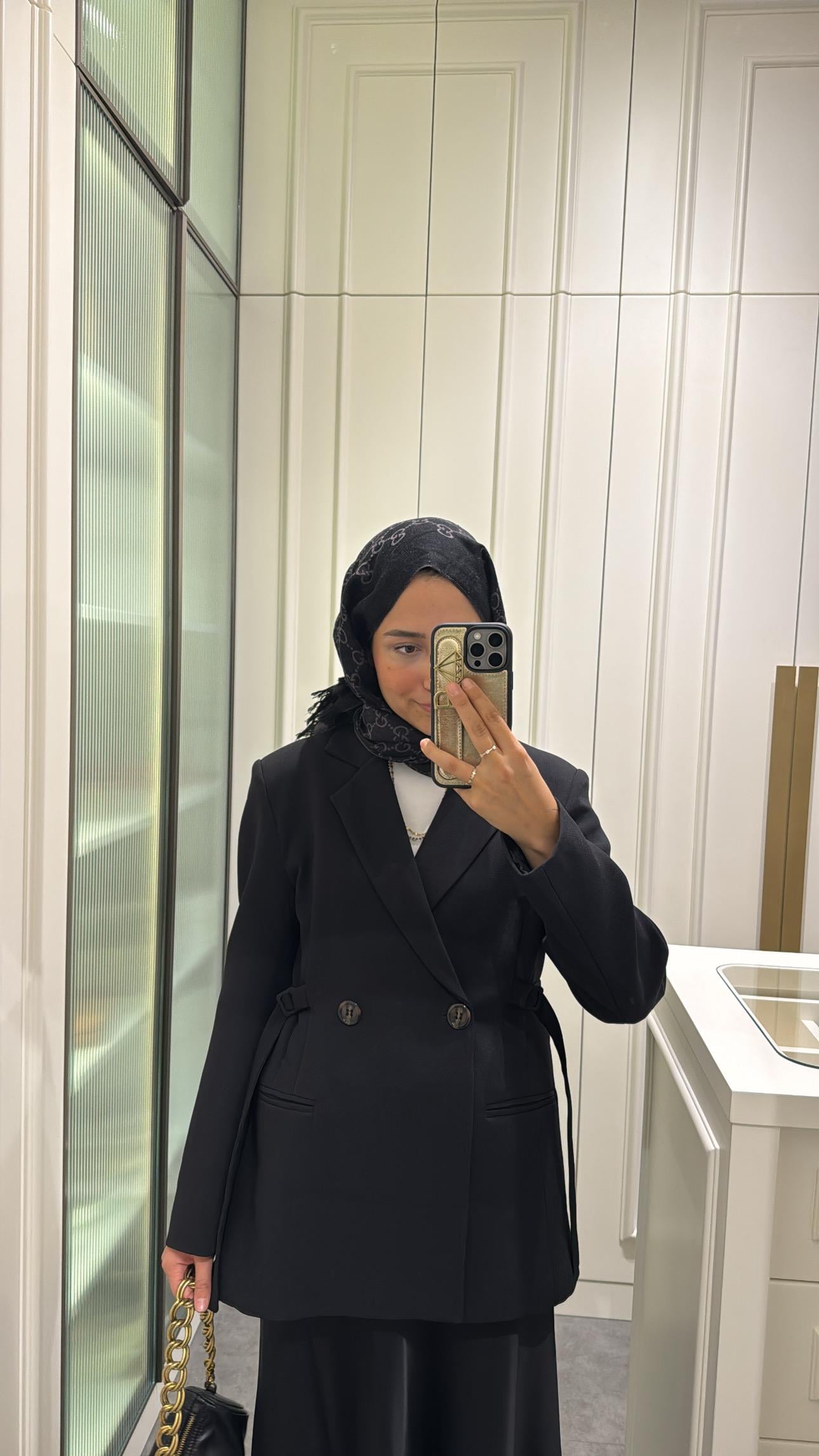 Kemer Detay Blazer Ceket Siyah