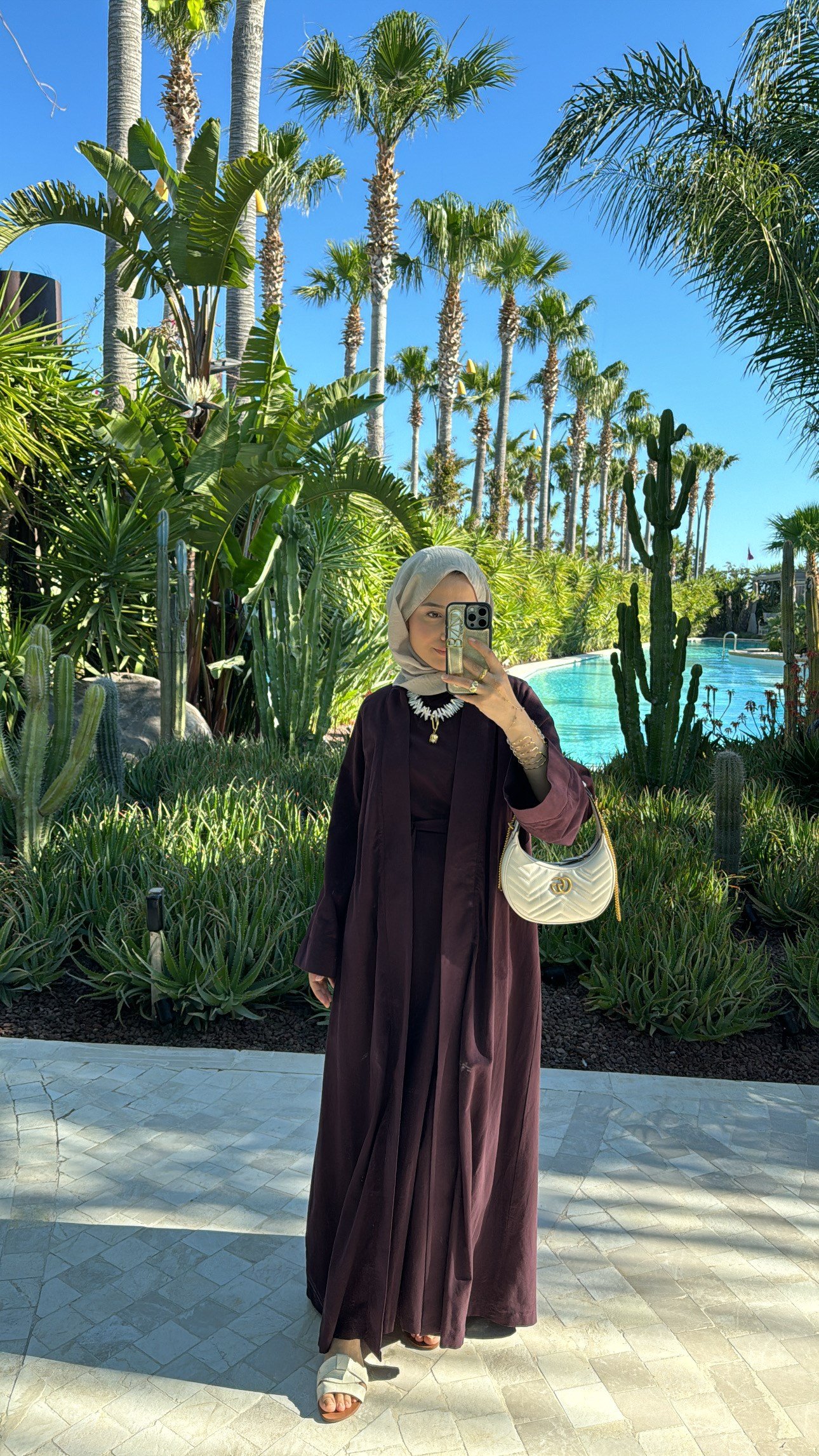 Keten Abaya Elbise Burgonya
