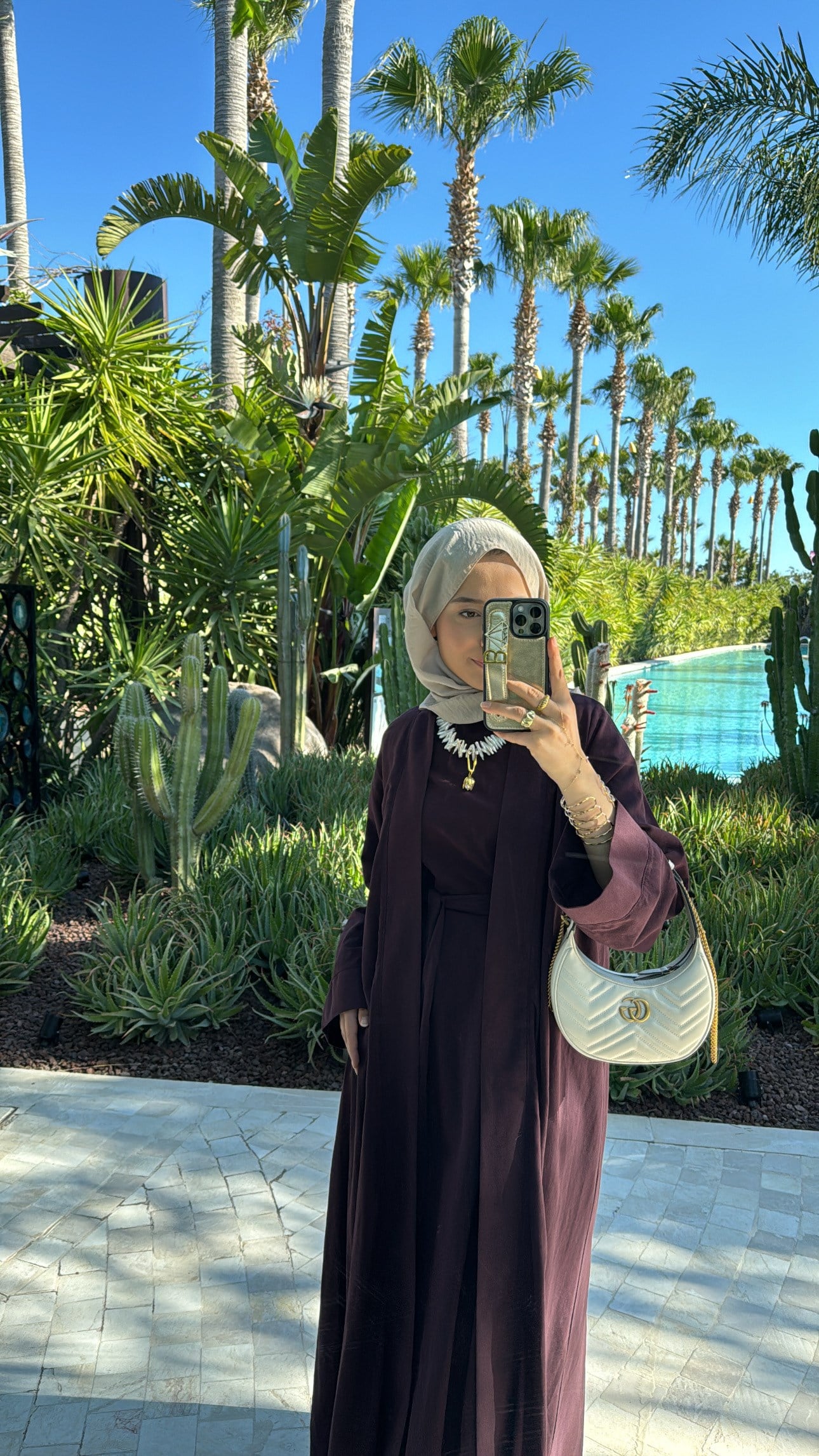 Keten Abaya Elbise Burgonya