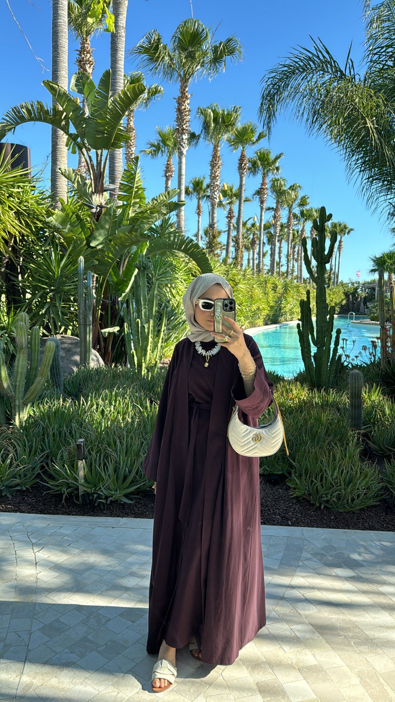 Keten Abaya Elbise Burgonya