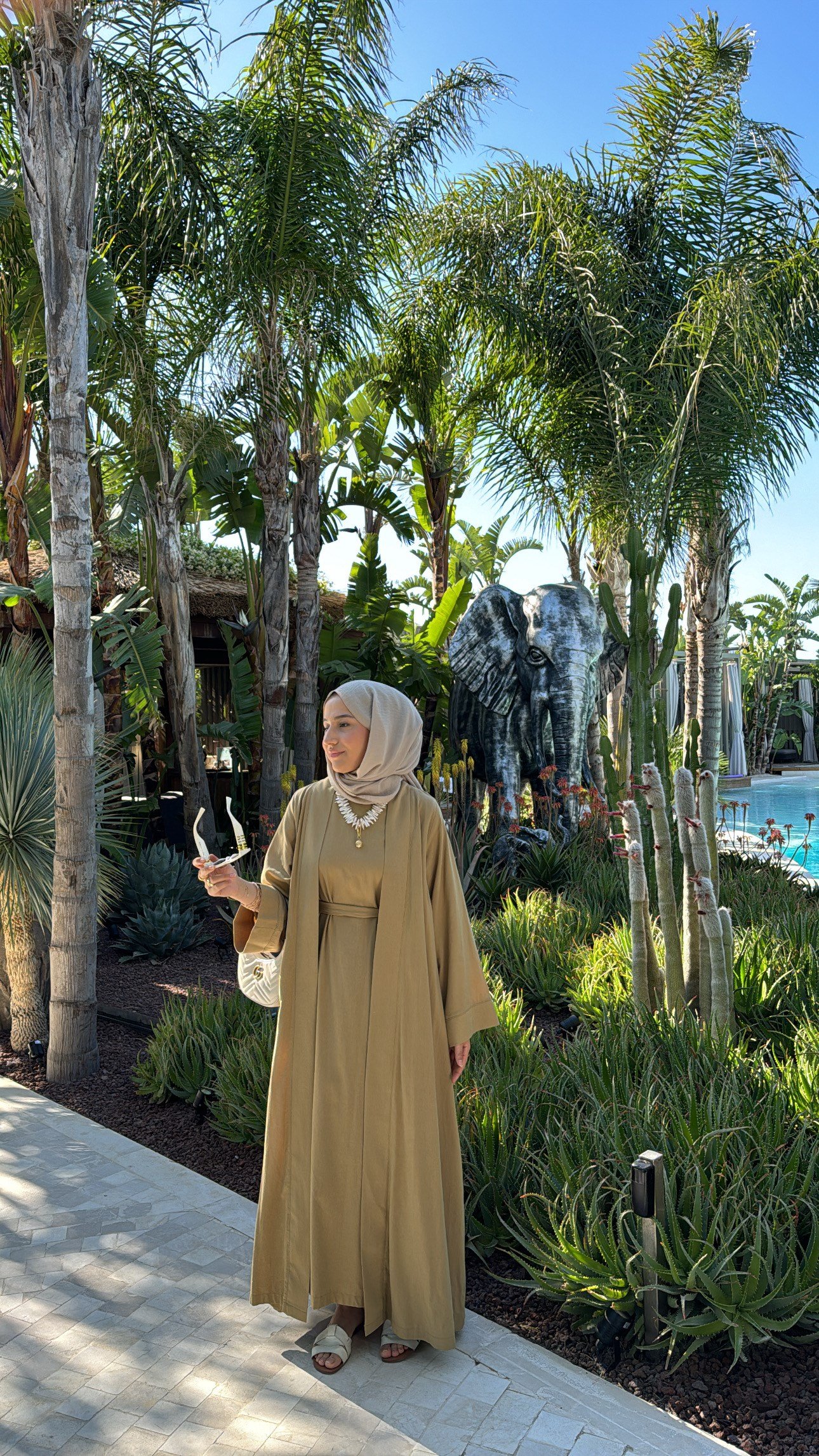 Keten Abaya Elbise Olive