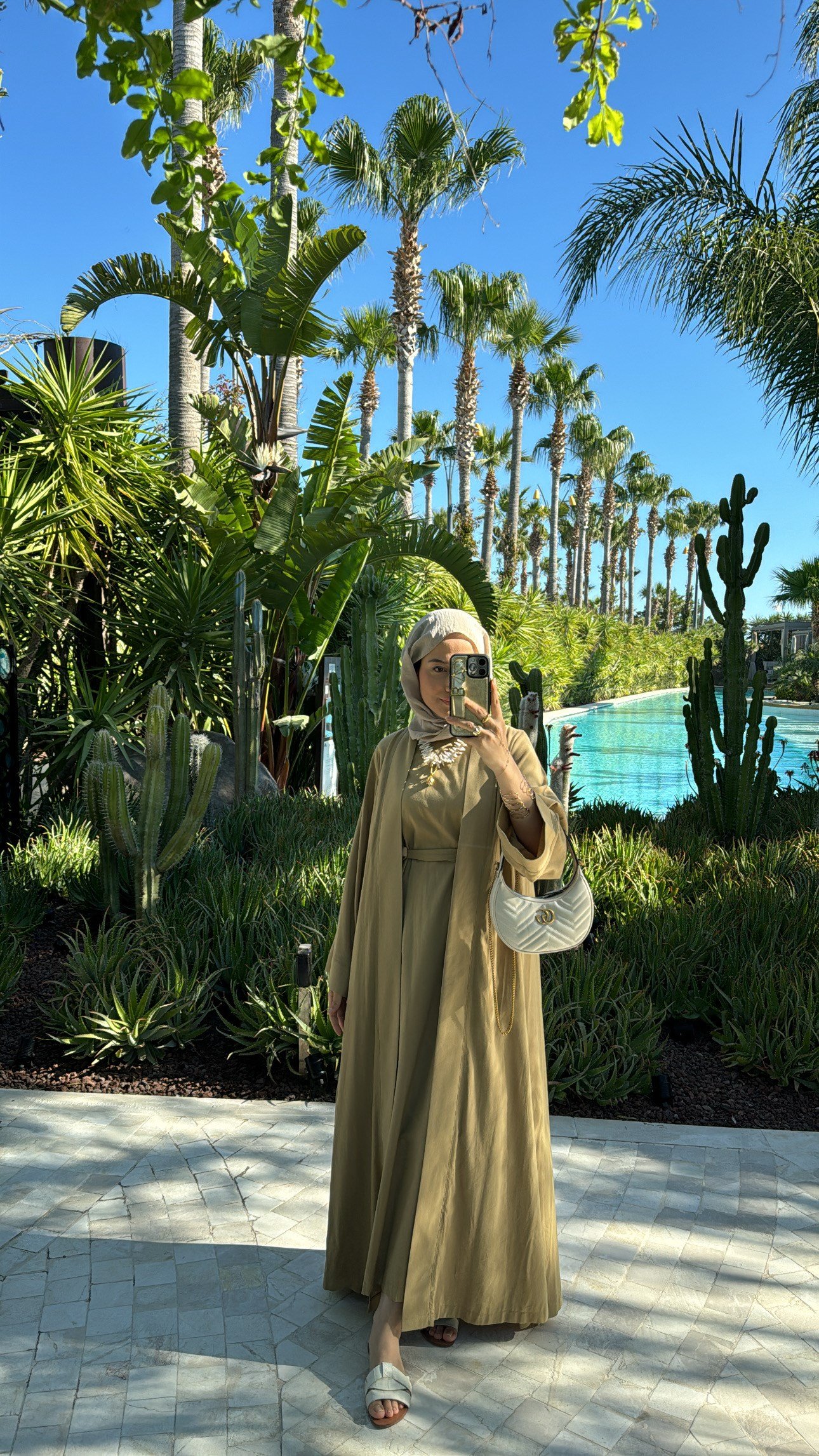 Keten Abaya Elbise Olive