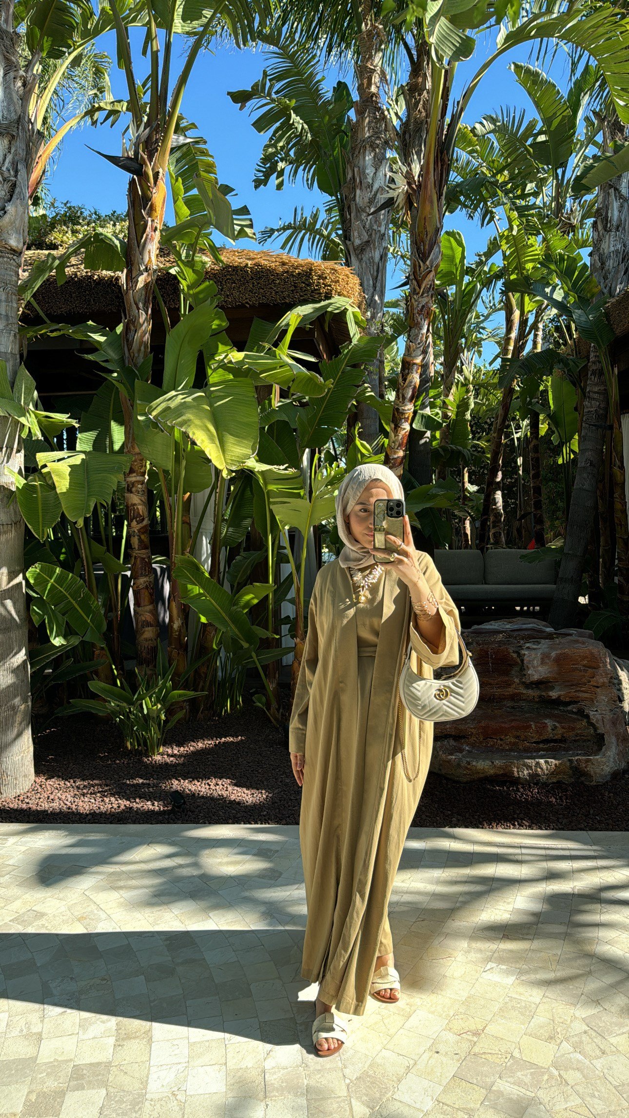Keten Abaya Elbise Olive